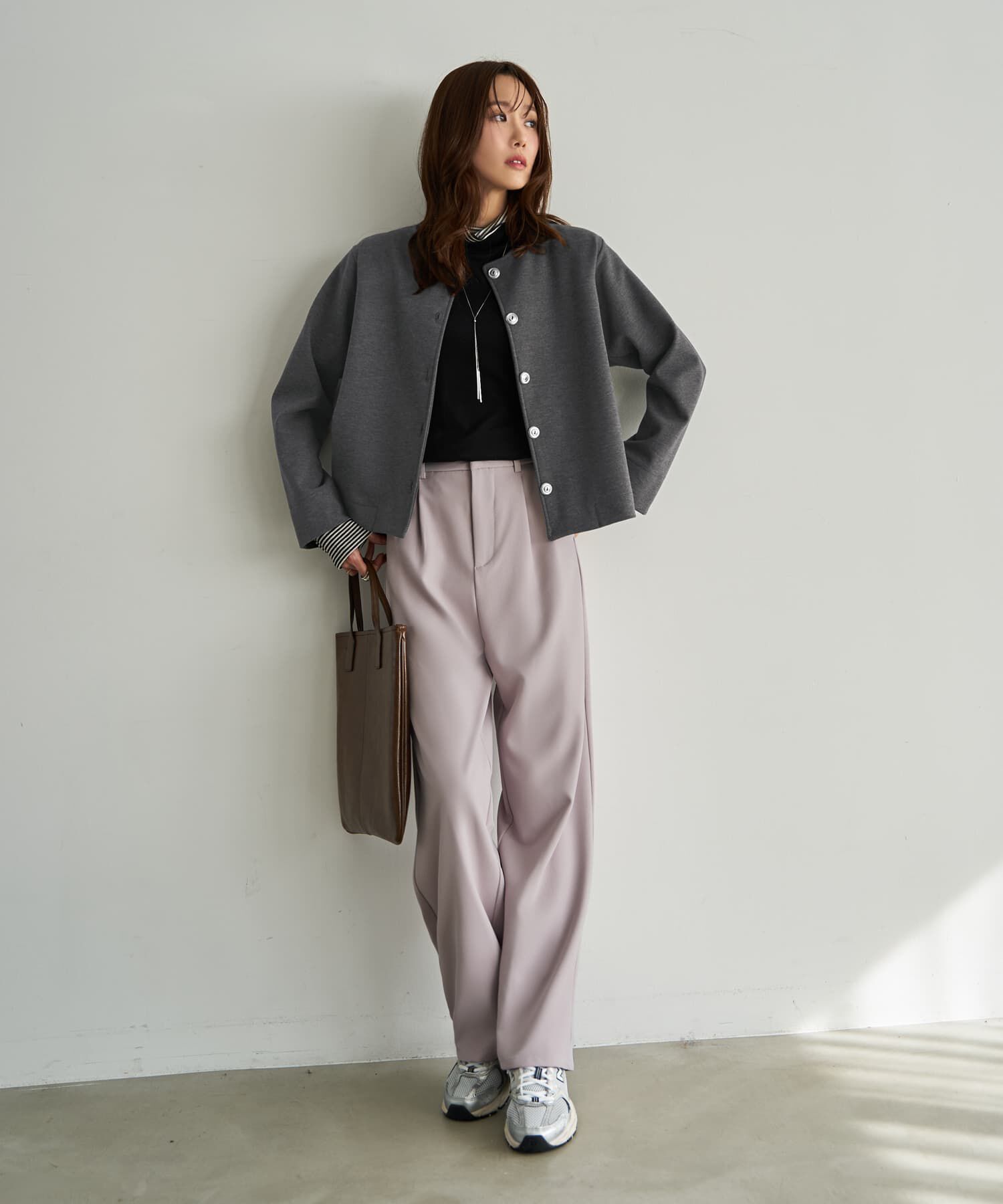 STYLE DELI「メタルボタンの柔らかノーカラージャケット」|ノーカラージャケット|