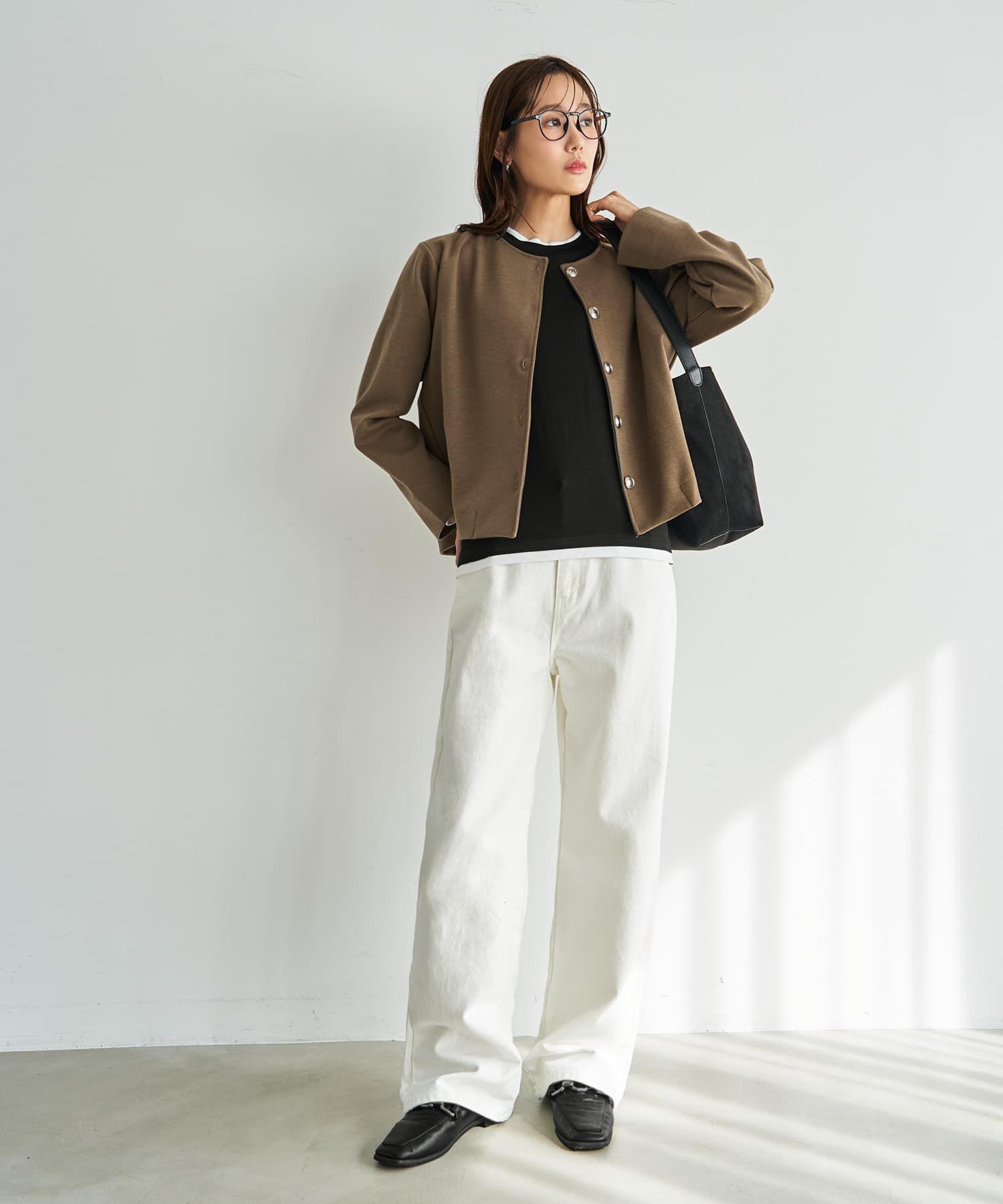 STYLE DELI「メタルボタンの柔らかノーカラージャケット」|ノーカラージャケット|
