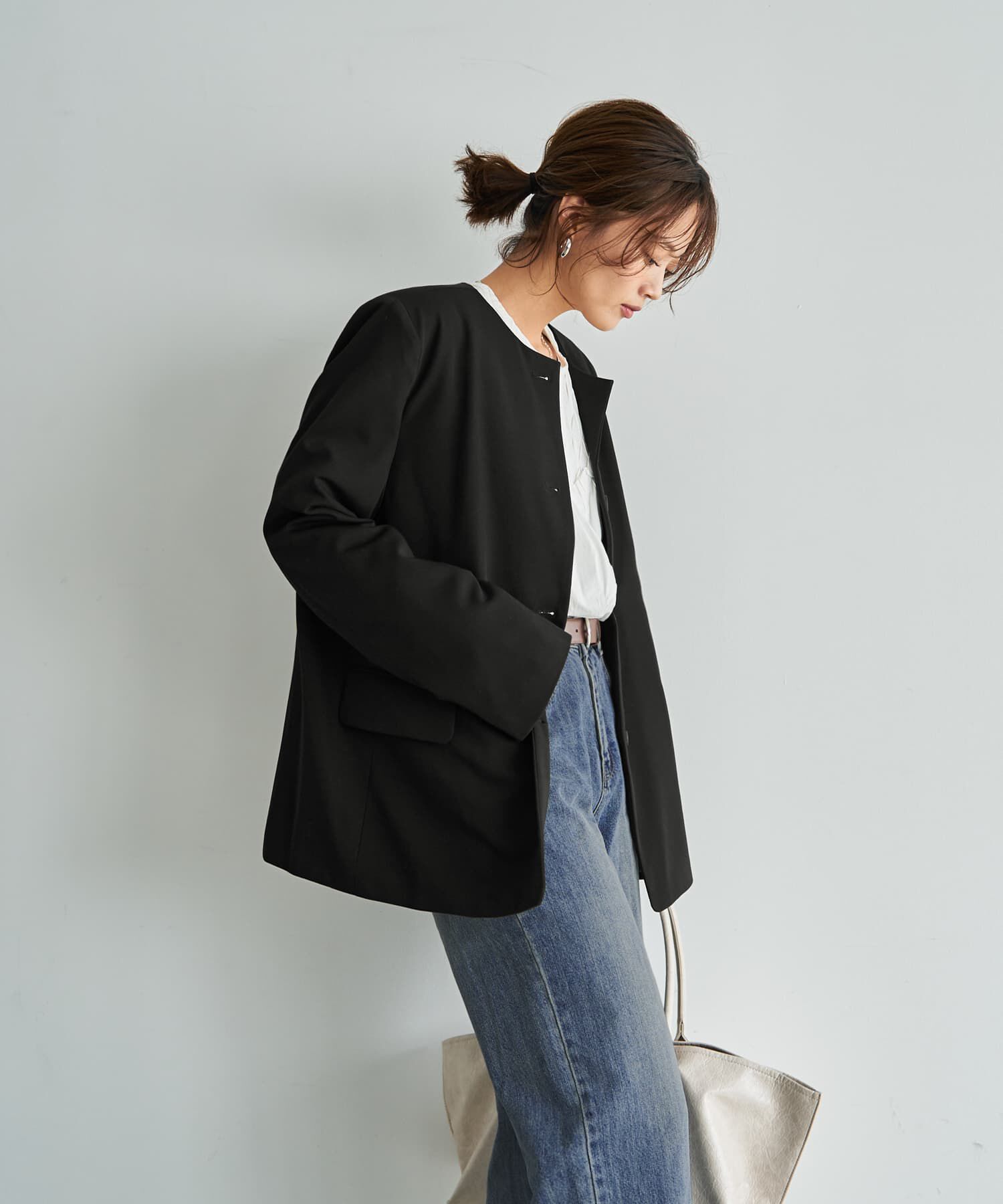 STYLE DELI「【LUXE】ラウンドネックノーカラージャケット」|ノーカラージャケット|