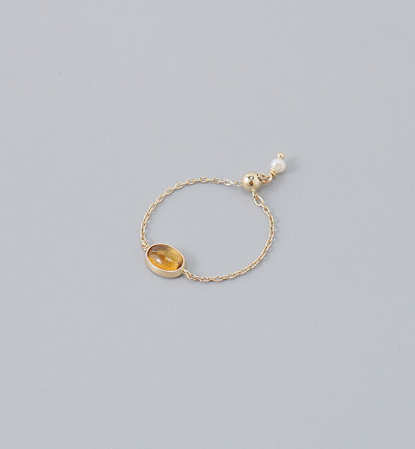 JUPITER「【K10】天然石チェーンリング/シトリン　17号サイズまで調整可」|リング|ゴールド