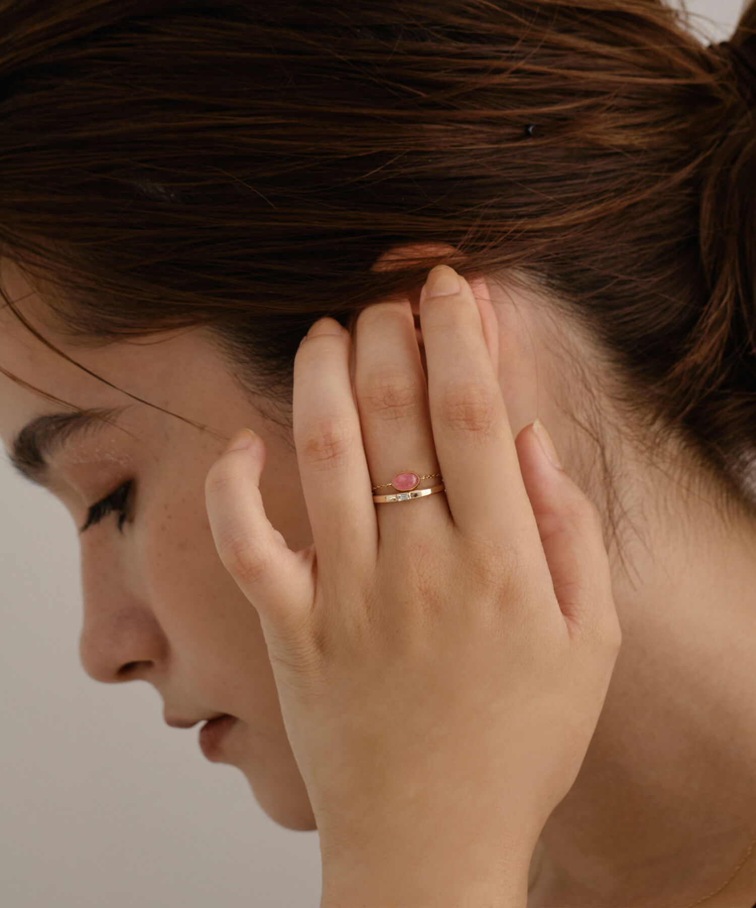 JUPITER「【K10】天然石チェーンリング/インカローズ」|リング|