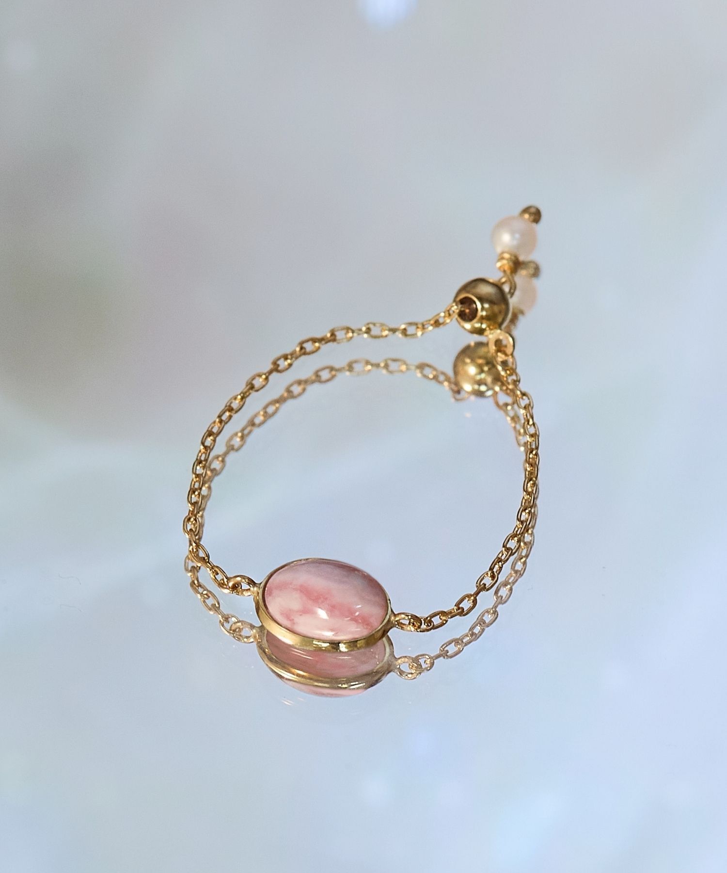 JUPITER「【K10】天然石チェーンリング/インカローズ」|リング|