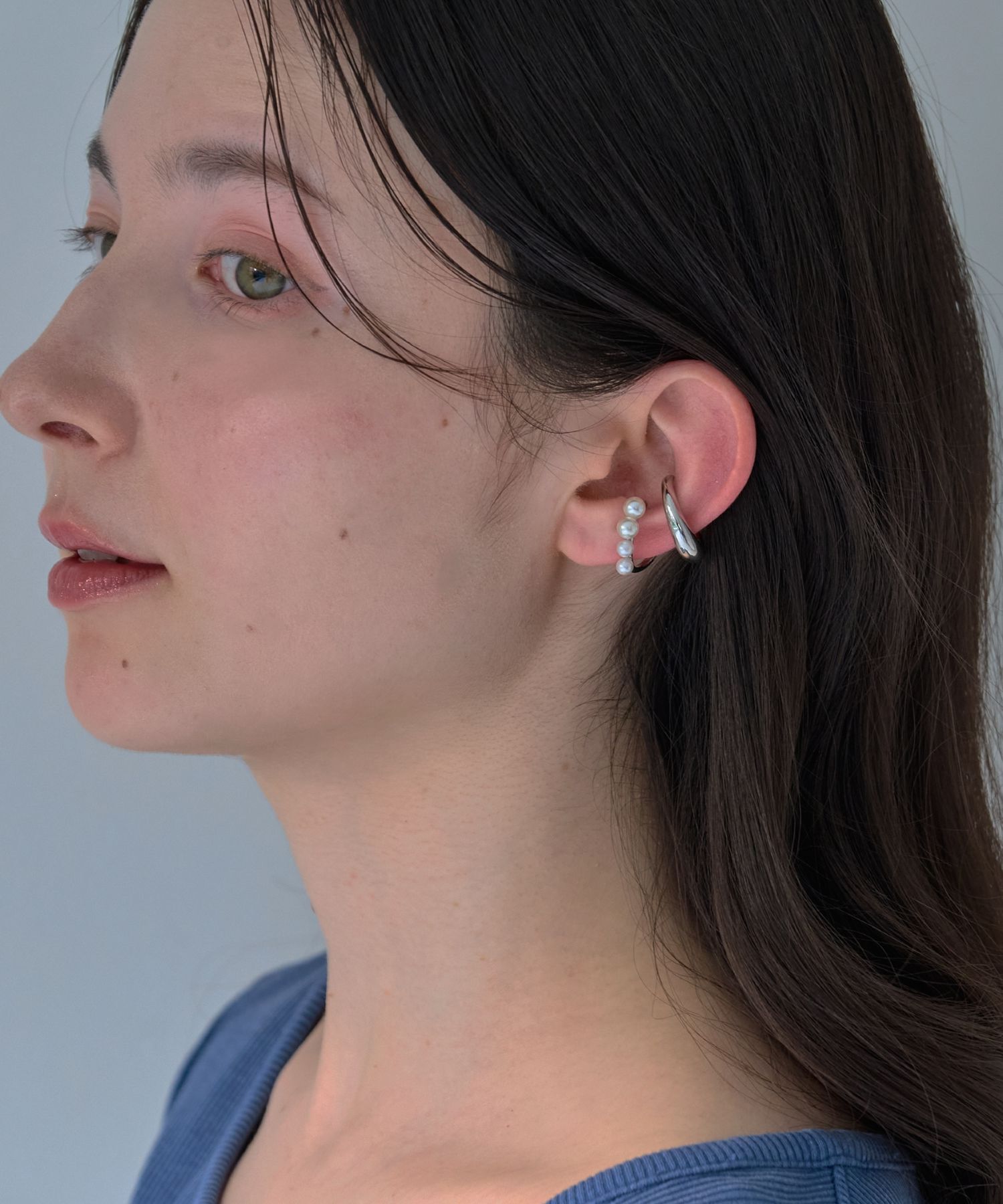 Phoebe「【シリーズ累計販売10000点突破！】≪雑誌掲載≫ドレッシングパールイヤーカフ　シルバー」|イヤーカフ|