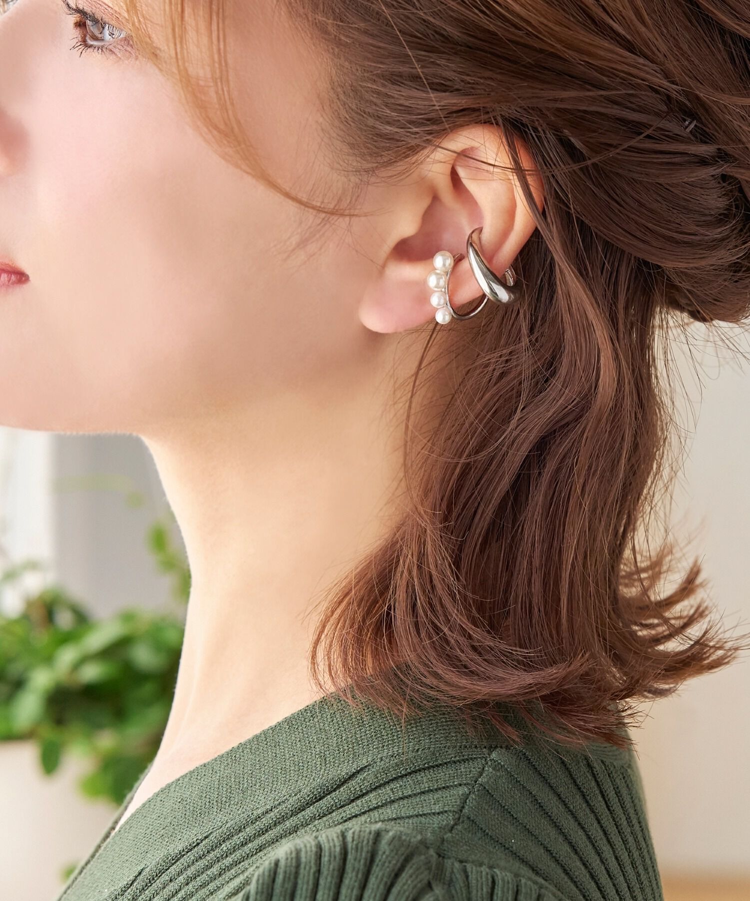 Phoebe「【シリーズ累計販売10000点突破！】≪雑誌掲載≫ドレッシングパールイヤーカフ　シルバー」|イヤーカフ|