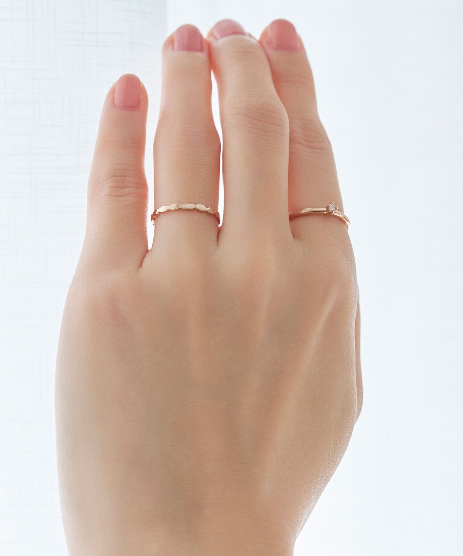 Phoebe「【金属アレルギー対応】2setグレイングリッターリング シャンパンゴールド」|リング|