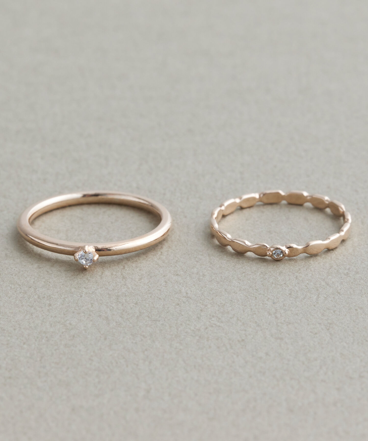 Phoebe「【金属アレルギー対応】2setグレイングリッターリング シャンパンゴールド」|リング|