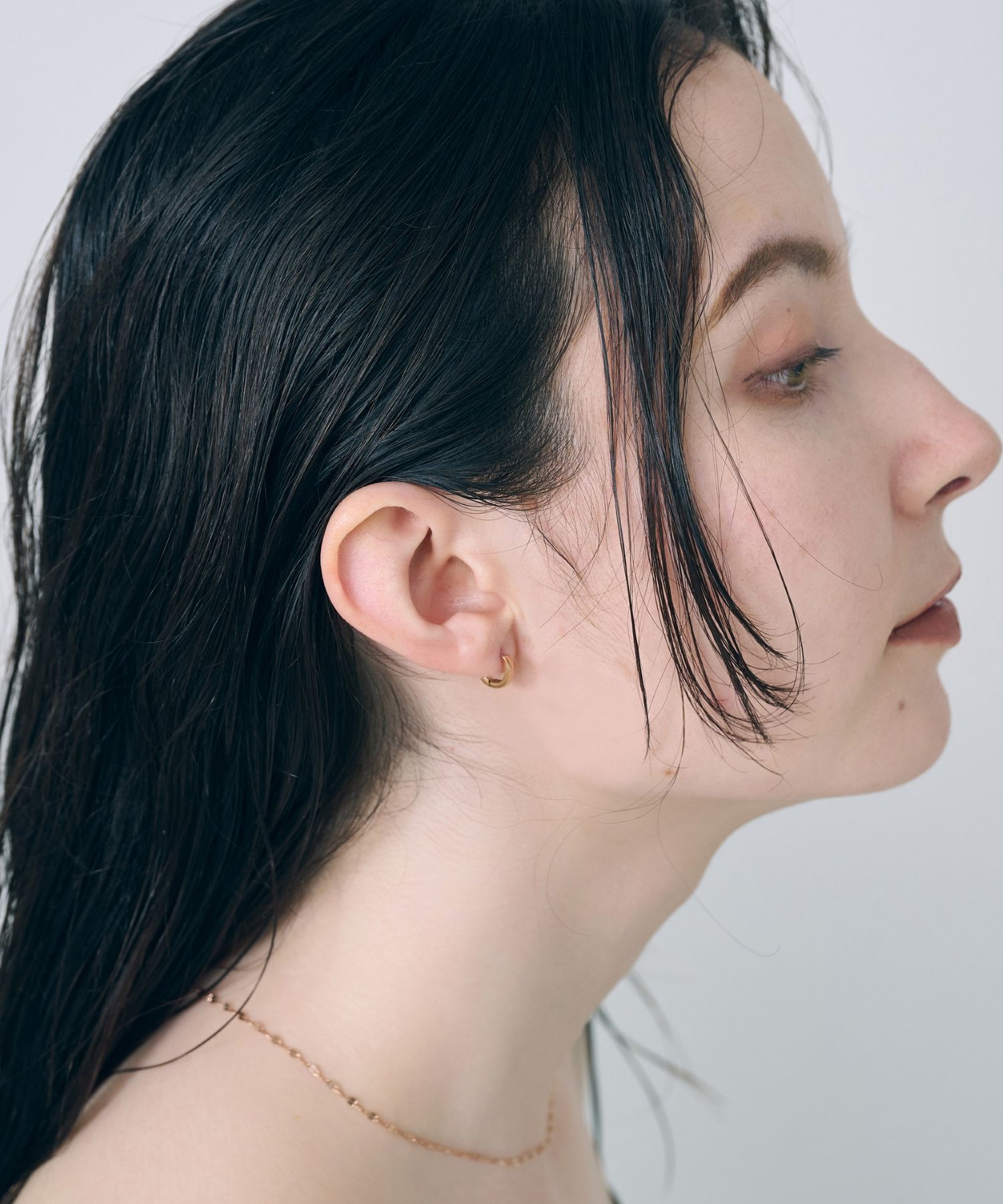 Phoebe「【金属アレルギー対応】ワンタッチメタルフープミニピアス　ローズゴールド/サージカルステンレス」|ピアス|