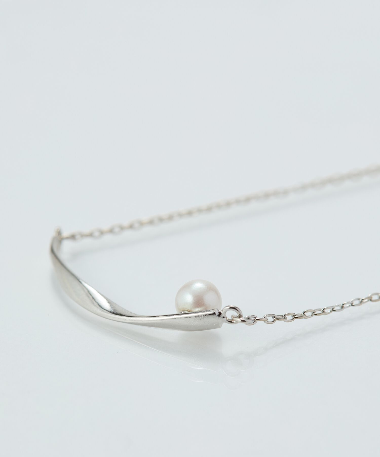 Phoebe「【金属アレルギー対応】スライヴパールネックレス　シルバー/全長:43～46cm/ニッケルフリー」|ネックレス|