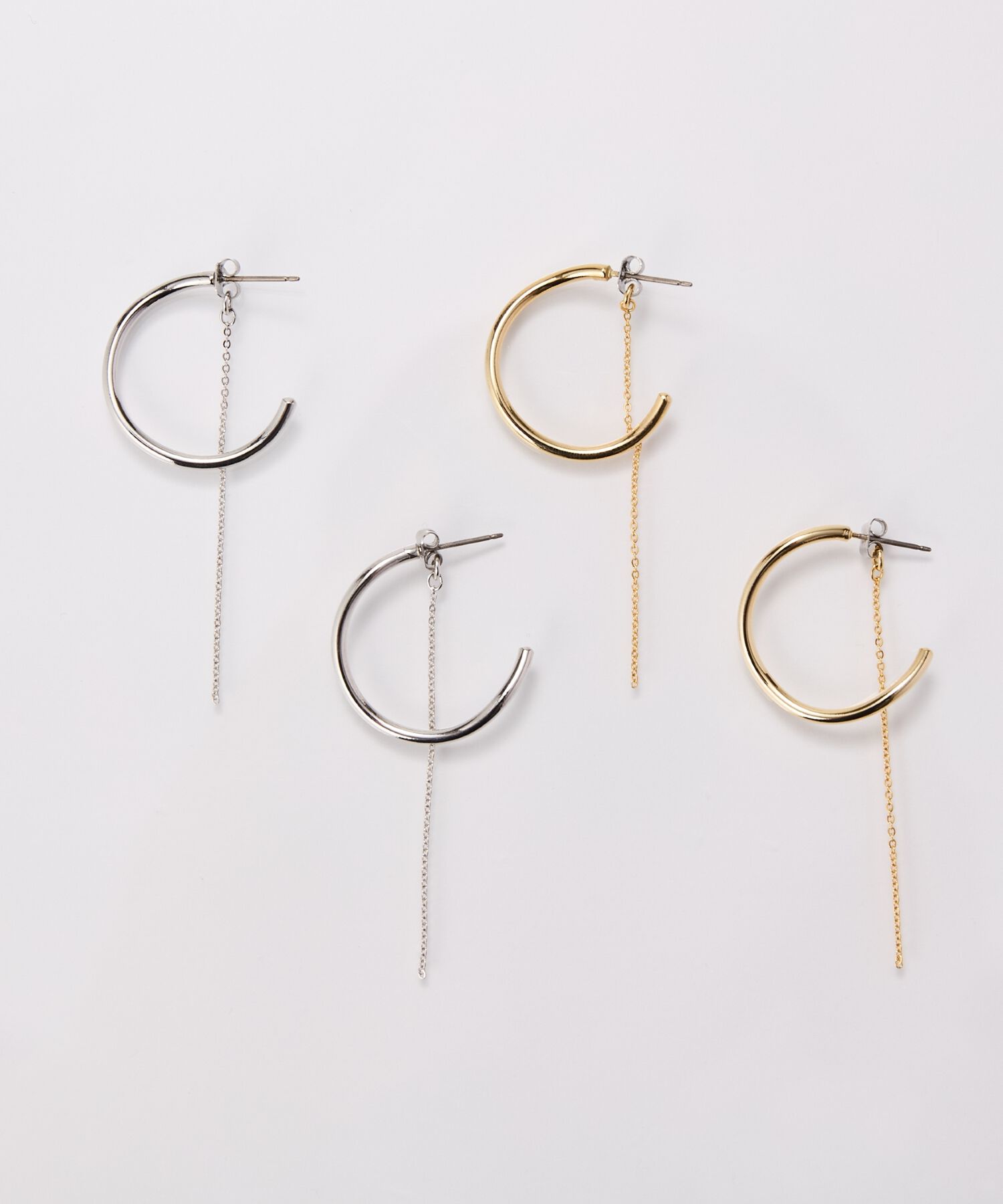 Phoebe「【金属アレルギー対応】2wayウェーブラインフープピアス　ゴールド/ニッケルフリー」|ピアス|