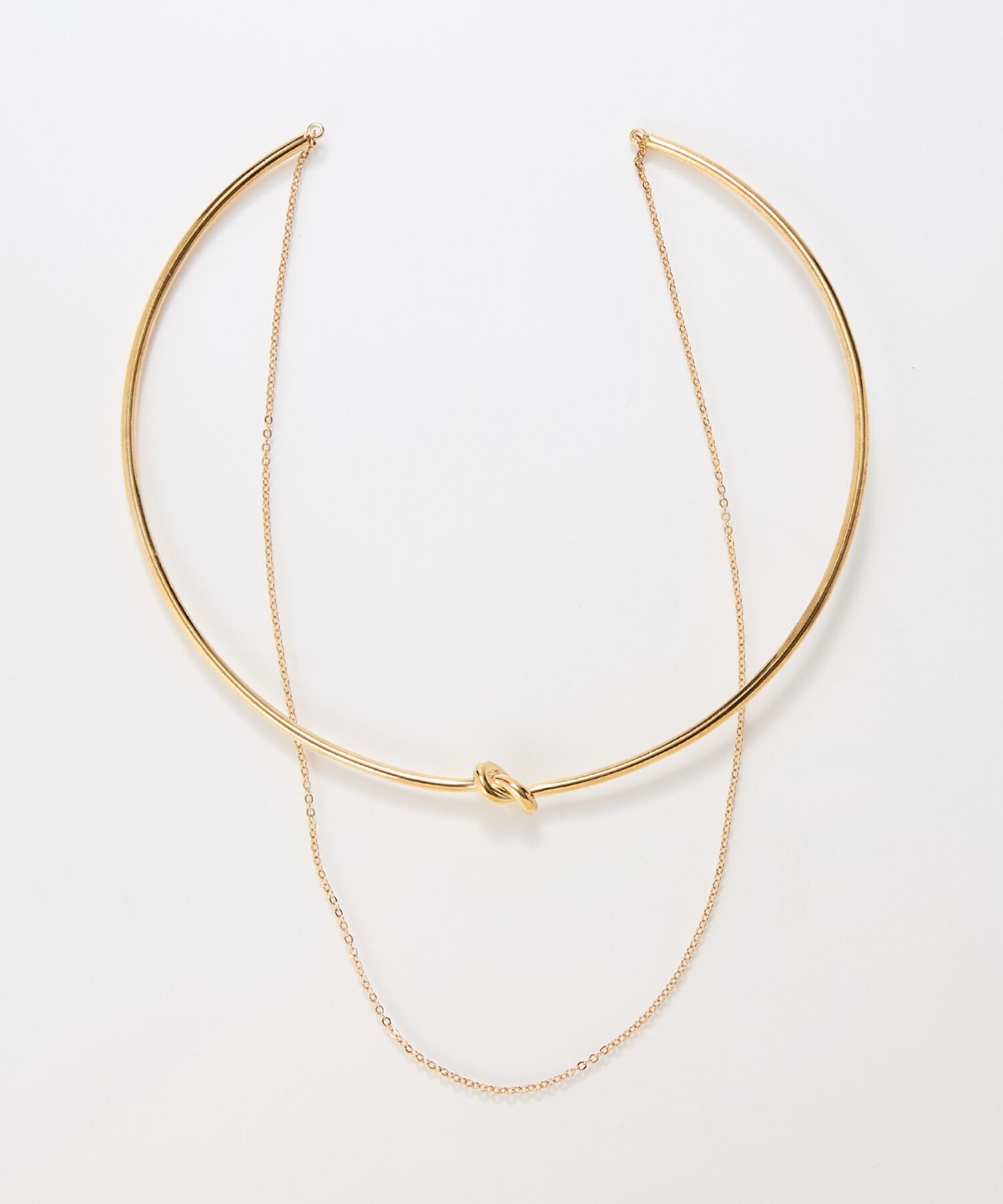 Phoebe「ノットラインレイヤードチョーカー　ゴールド/ネックレス/ネックカフ/36cm」|ネックレス|