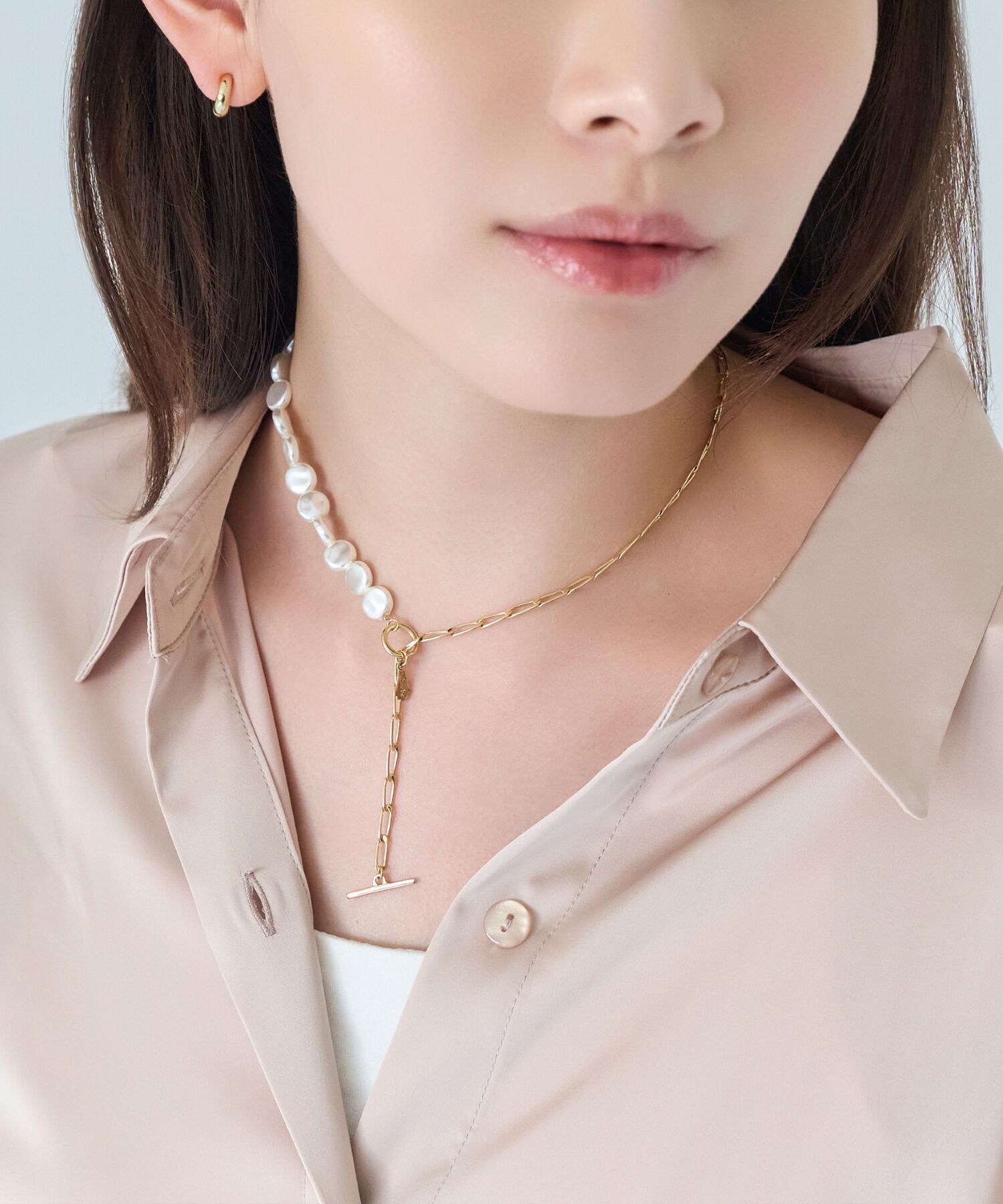 Phoebe「メタリックパールチョーカーネックレス/41cm」|ネックレス|