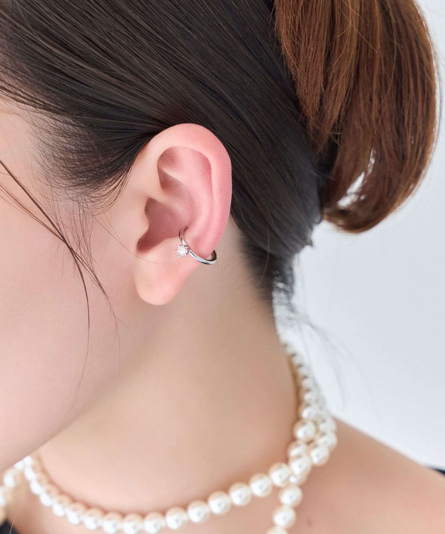 Phoebe「【金属アレルギー対応】ブリンクビジューイヤーカフ　シルバー/ニッケルフリー」|イヤーカフ|
