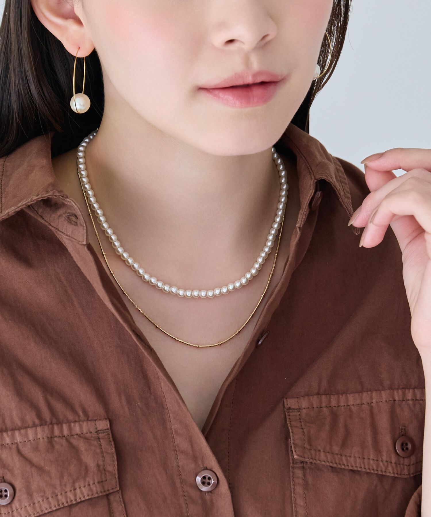 Phoebe「2wayダブルラインパールチェーンネックレス」|ネックレス|