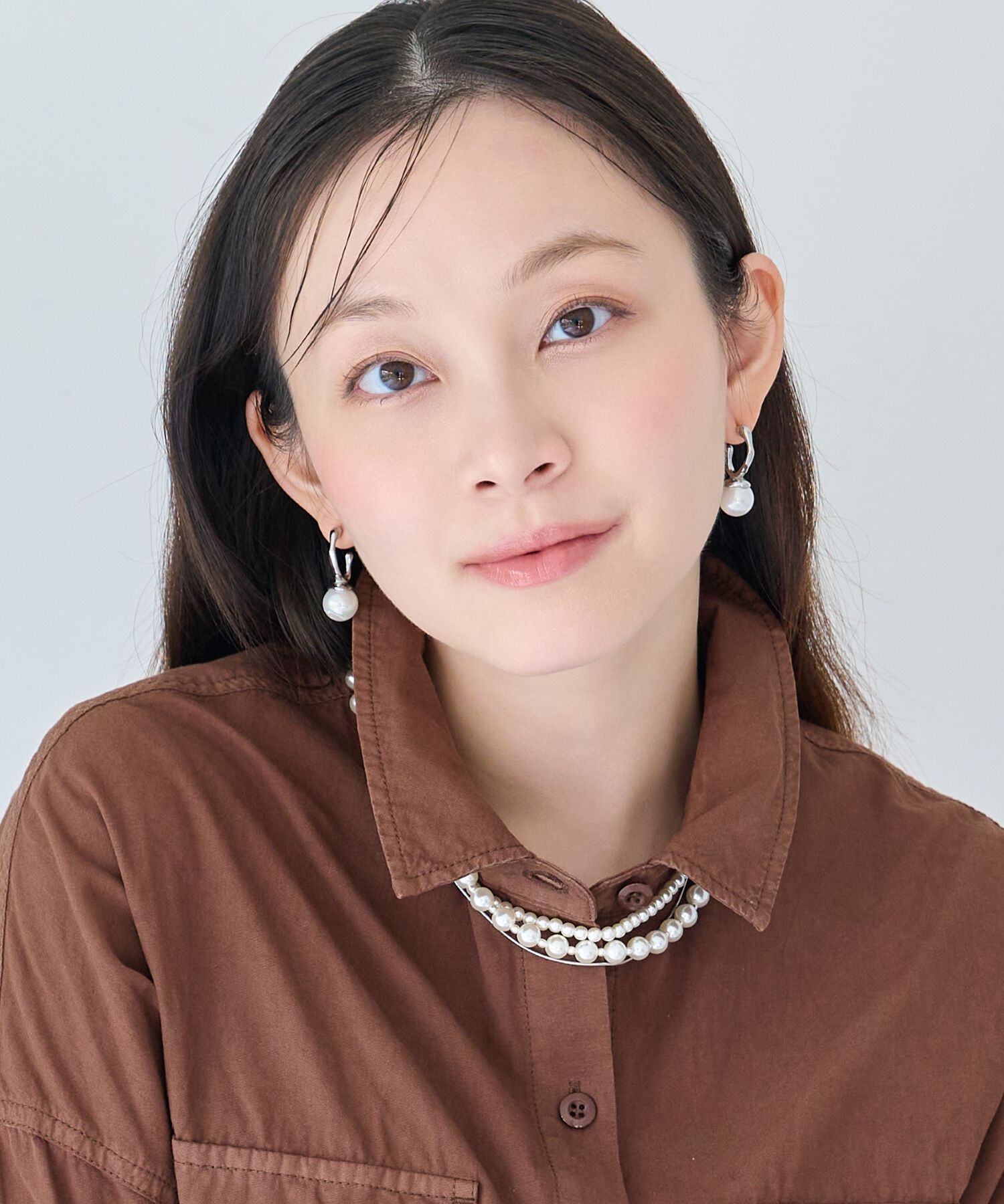 Phoebe「≪雑誌掲載≫【金属アレルギー対応】リップルパールフープピアス　シルバー/ステンレス」|ピアス|