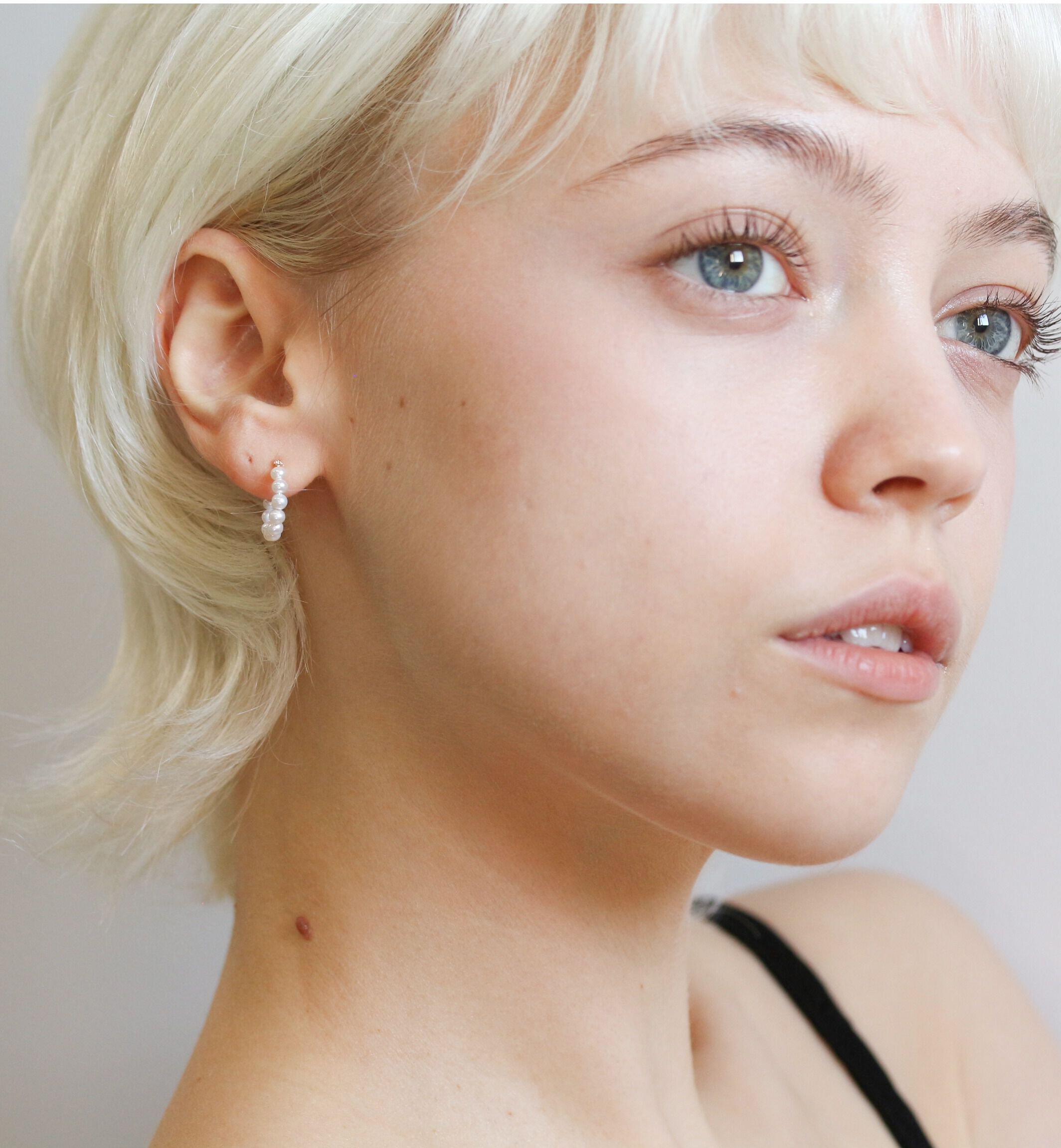  「パール スナップ フープ ピアス| K10YG 〈Ally〉」|ピアス|