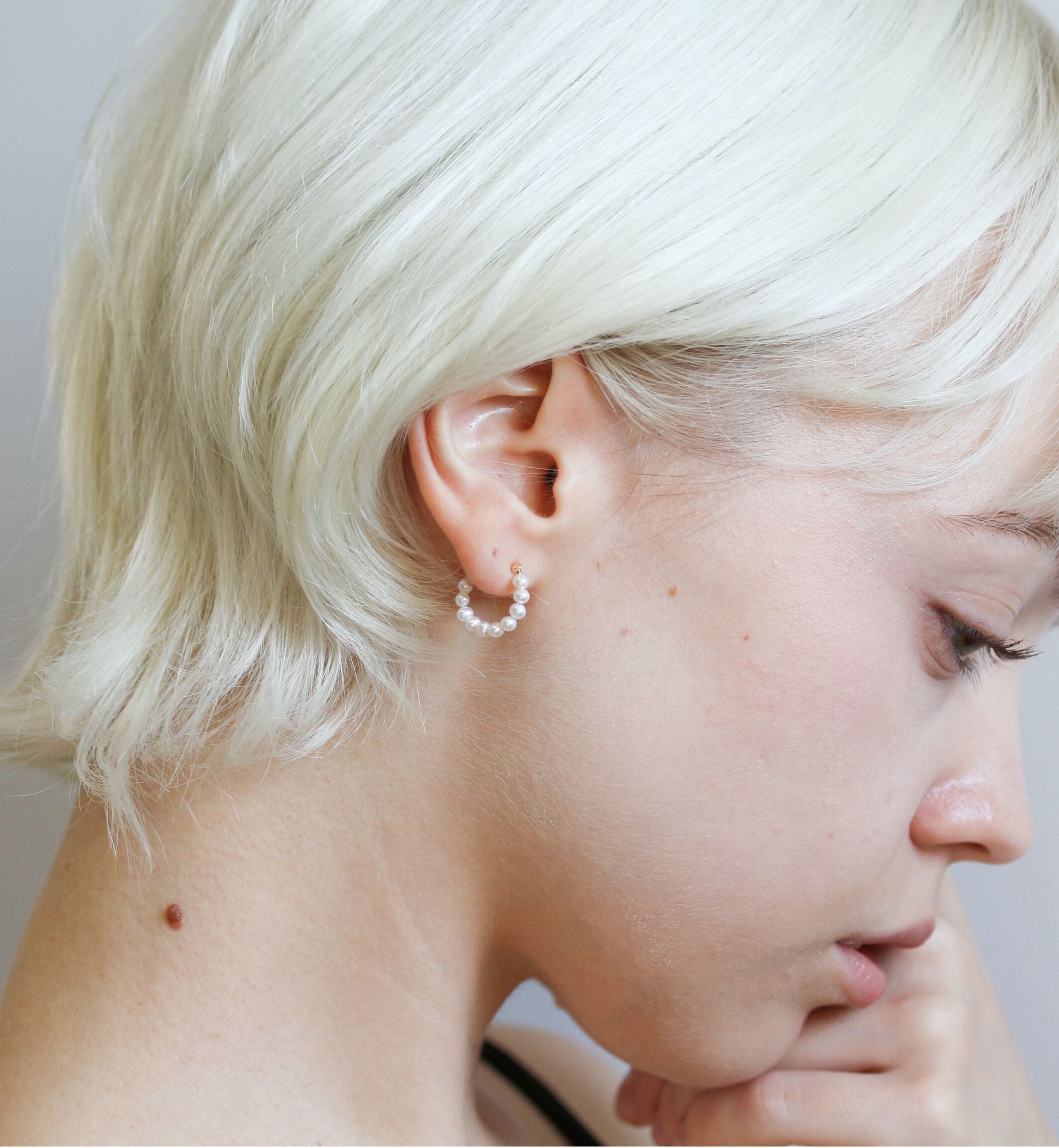  「パール スナップ フープ ピアス| K10YG 〈Ally〉」|ピアス|