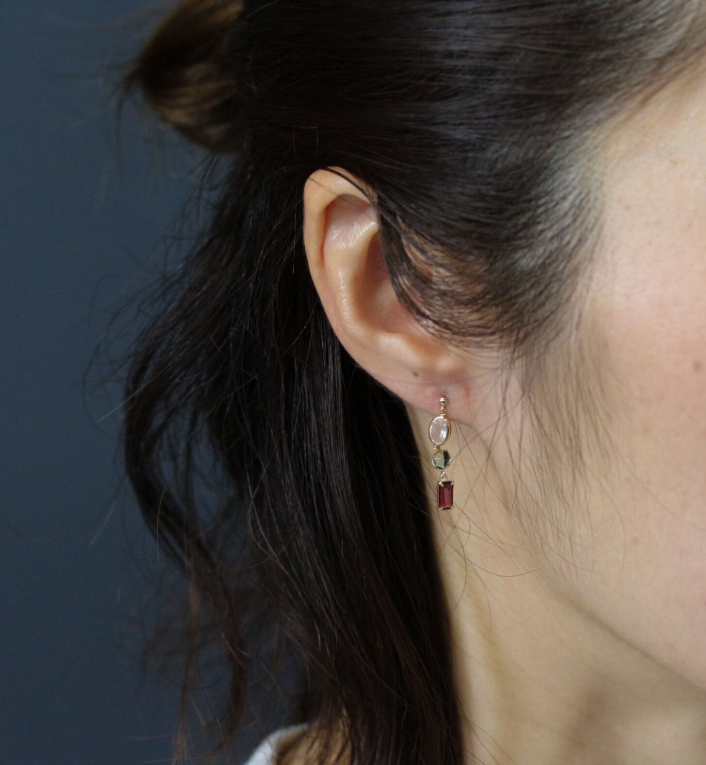  「マルチカラー ストーン ピアス | K10YG」|ピアス|