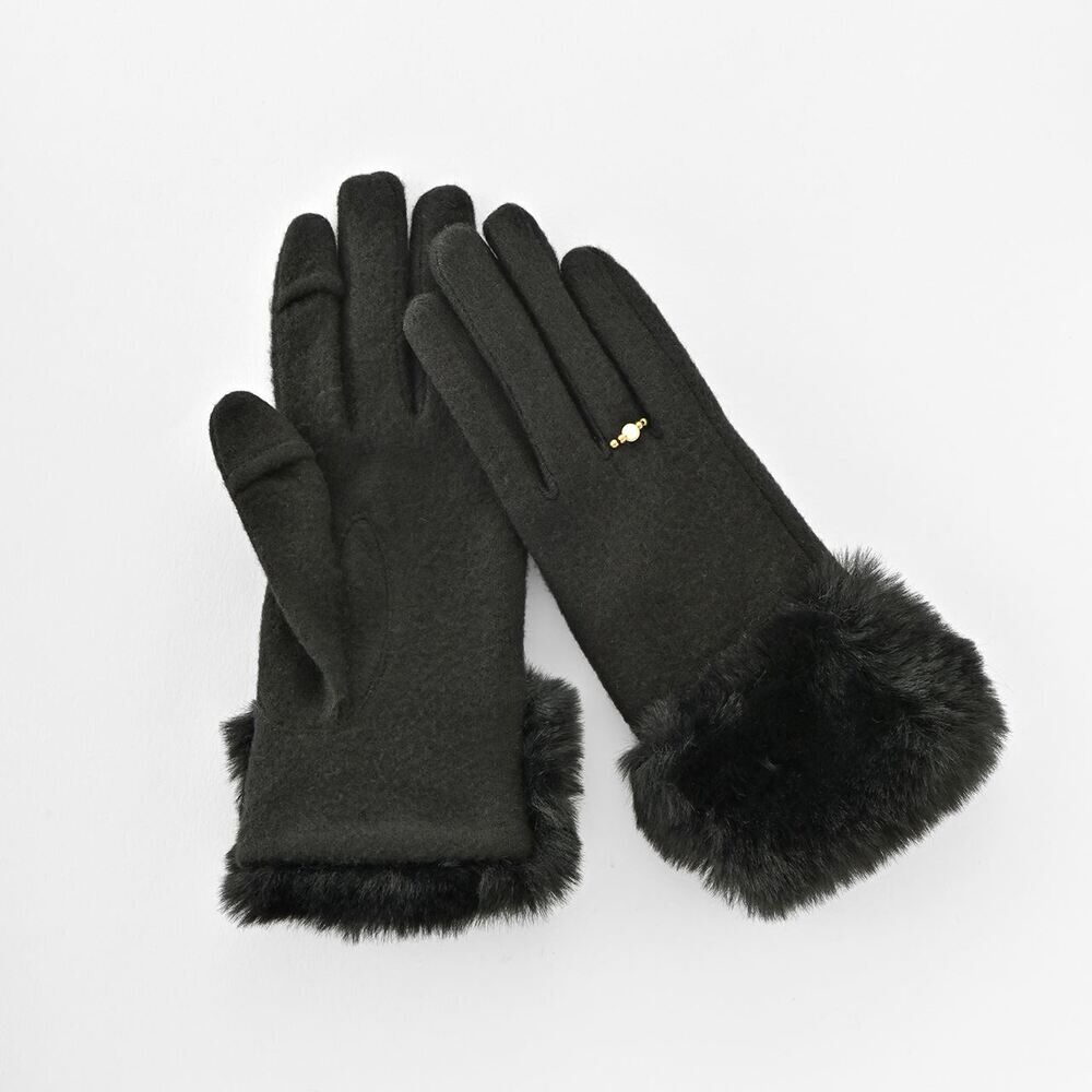 BACKYARD FAMILY「クロダ 手袋 レディース 通販 グローブ 手ぶくろ 暖かい かわいい スマートフォン対応 スマホ」|手袋|ブラック1