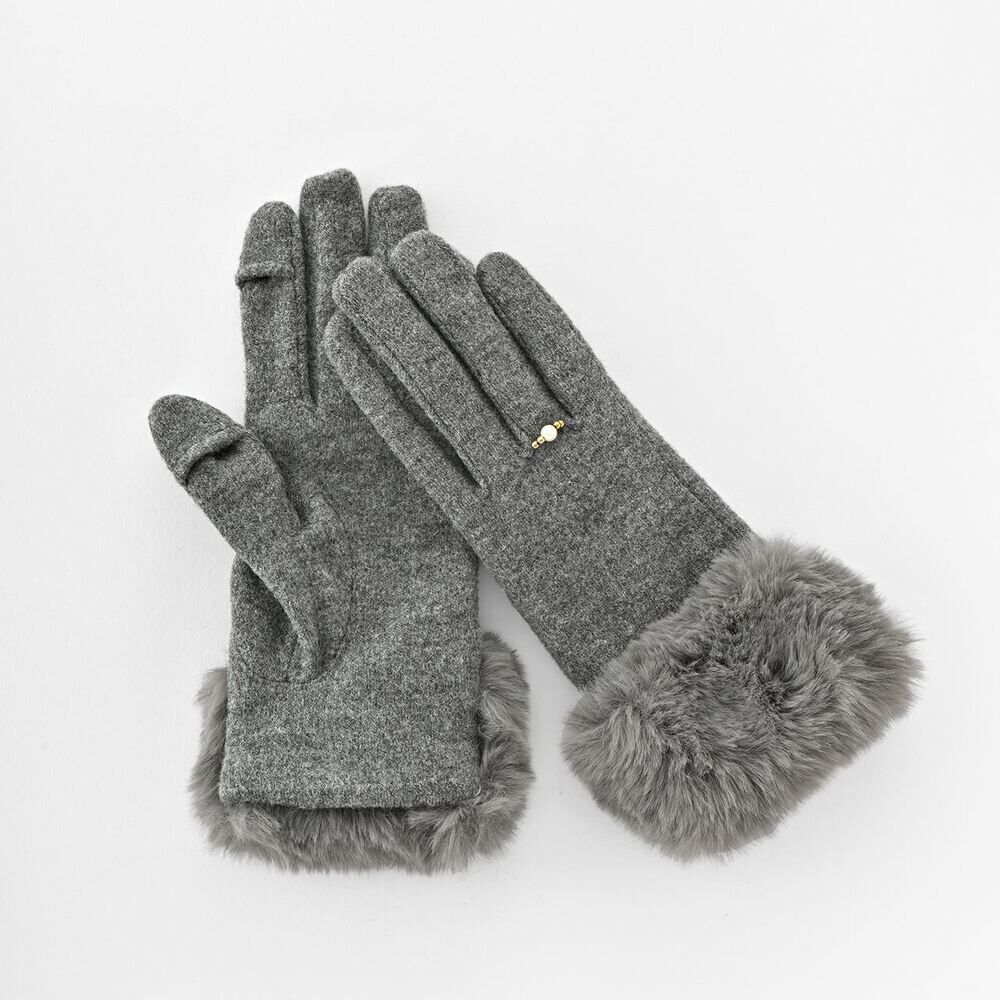 BACKYARD FAMILY「クロダ 手袋 レディース 通販 グローブ 手ぶくろ 暖かい かわいい スマートフォン対応 スマホ」|手袋|グレー1