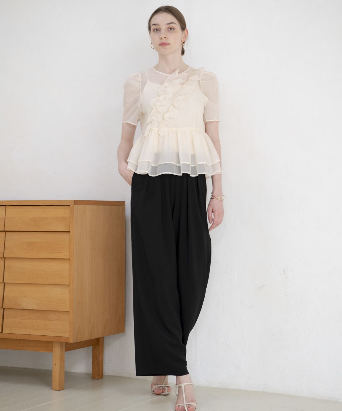 アンドクチュール「キャミ付きペプラムシアーブラウス」|シャツ・ブラウス|