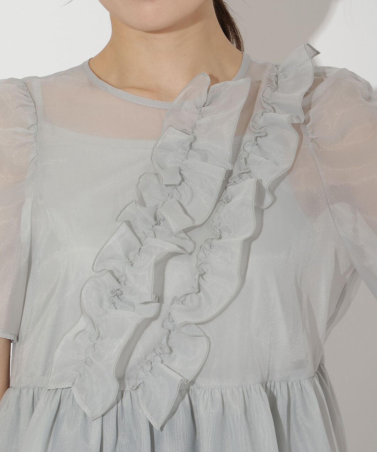 アンドクチュール「キャミ付きペプラムシアーブラウス」|シャツ・ブラウス|