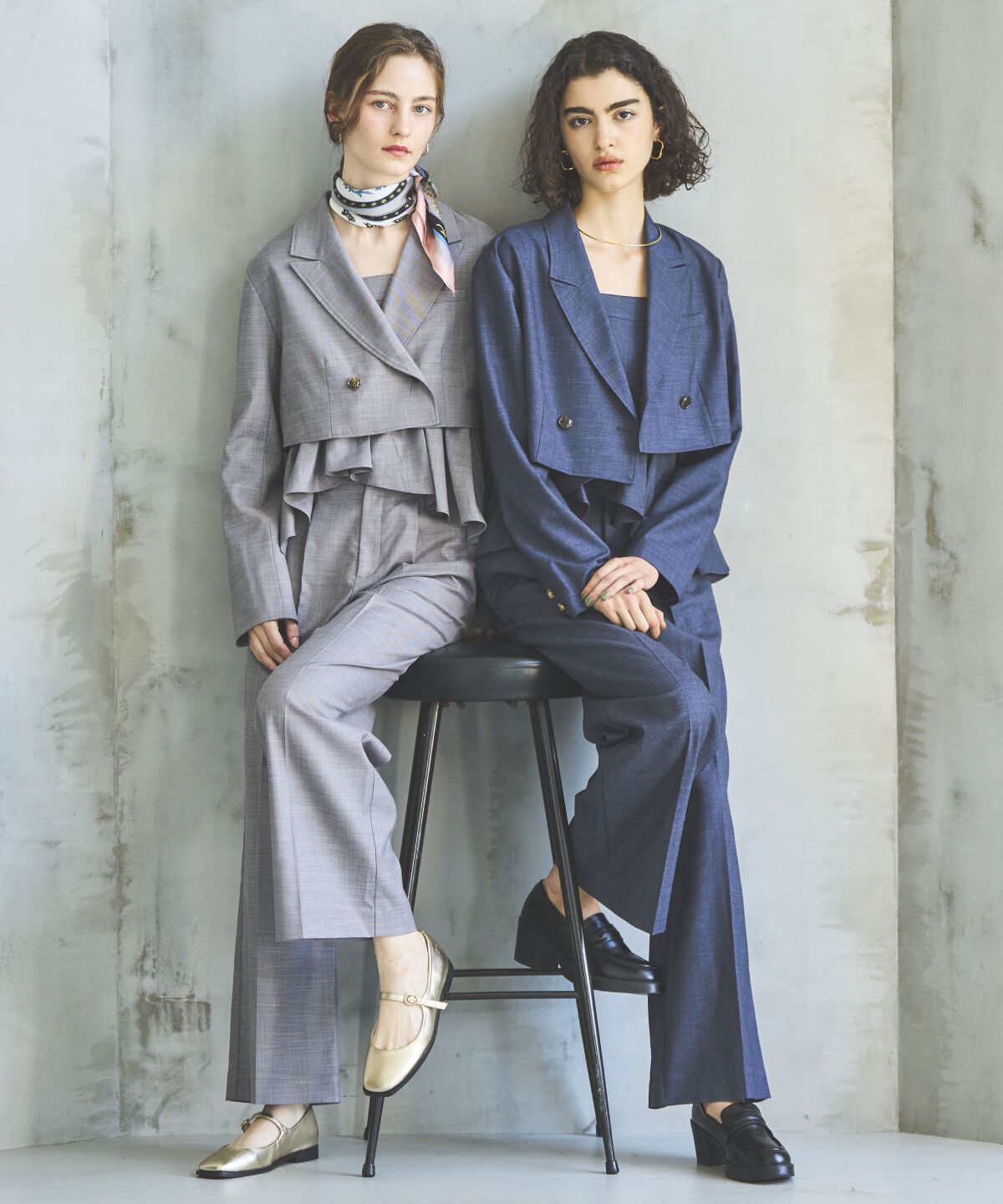 アンドクチュール「シャンブレーハイウエストワイドパンツ」|その他|