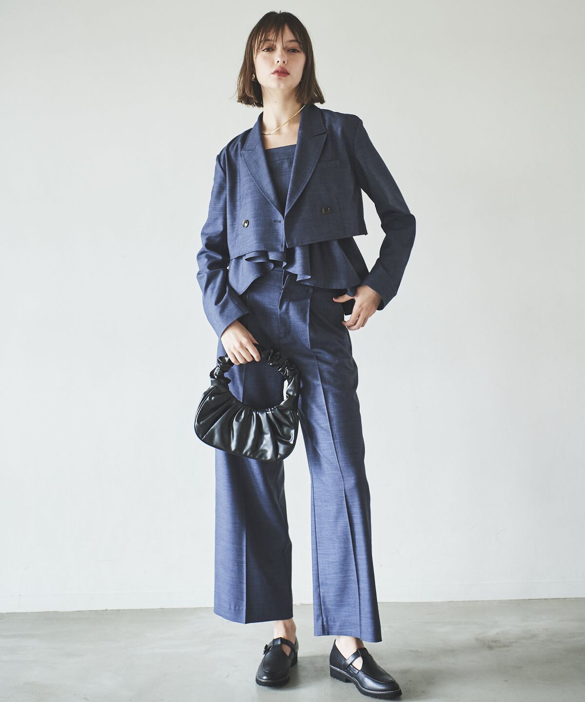 アンドクチュール「シャンブレーハイウエストワイドパンツ」|その他|