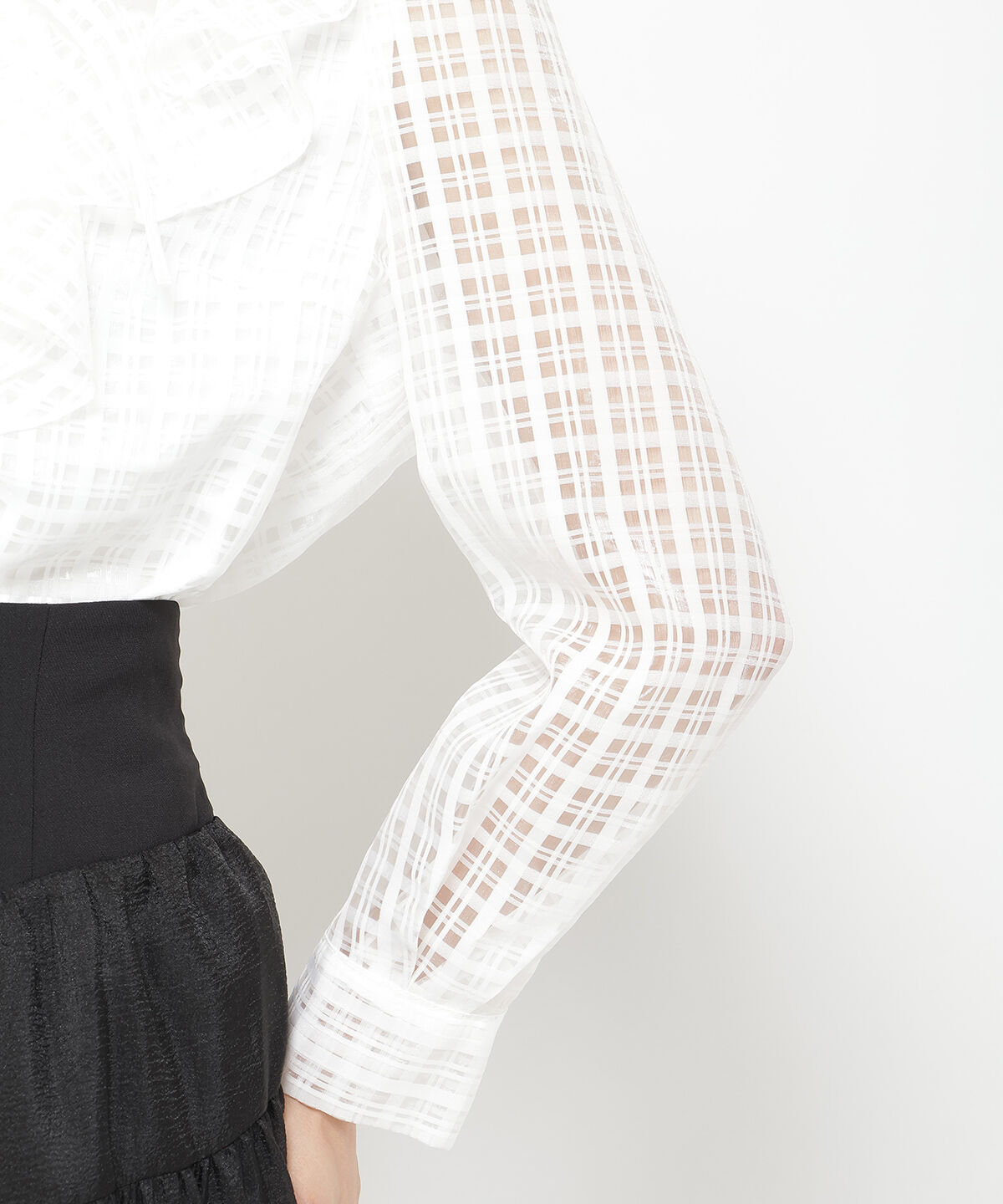 アンドクチュール「シアーチェックフリルブラウス」|シャツ・ブラウス|