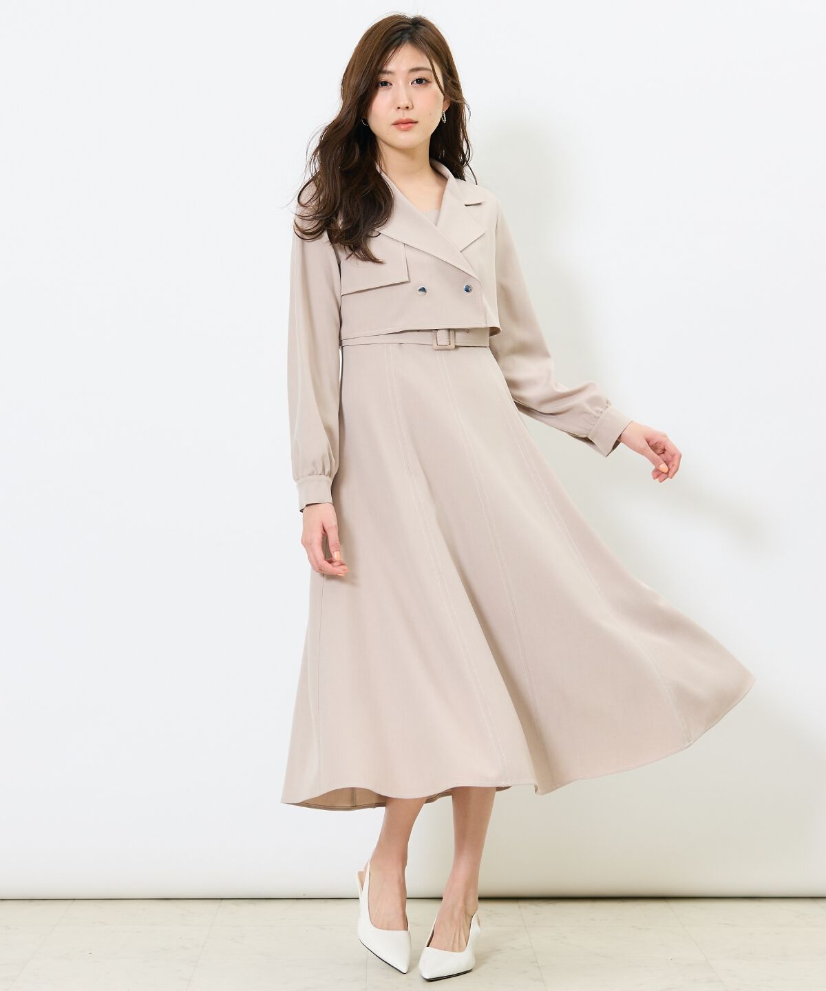 アンドクチュール「トレンチライクアンサンブルワンピース」|ワンピース|ベージュ