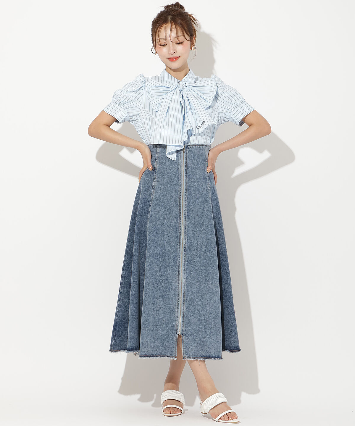 アンドクチュール「センターZIPデニムスカート」|スカート|