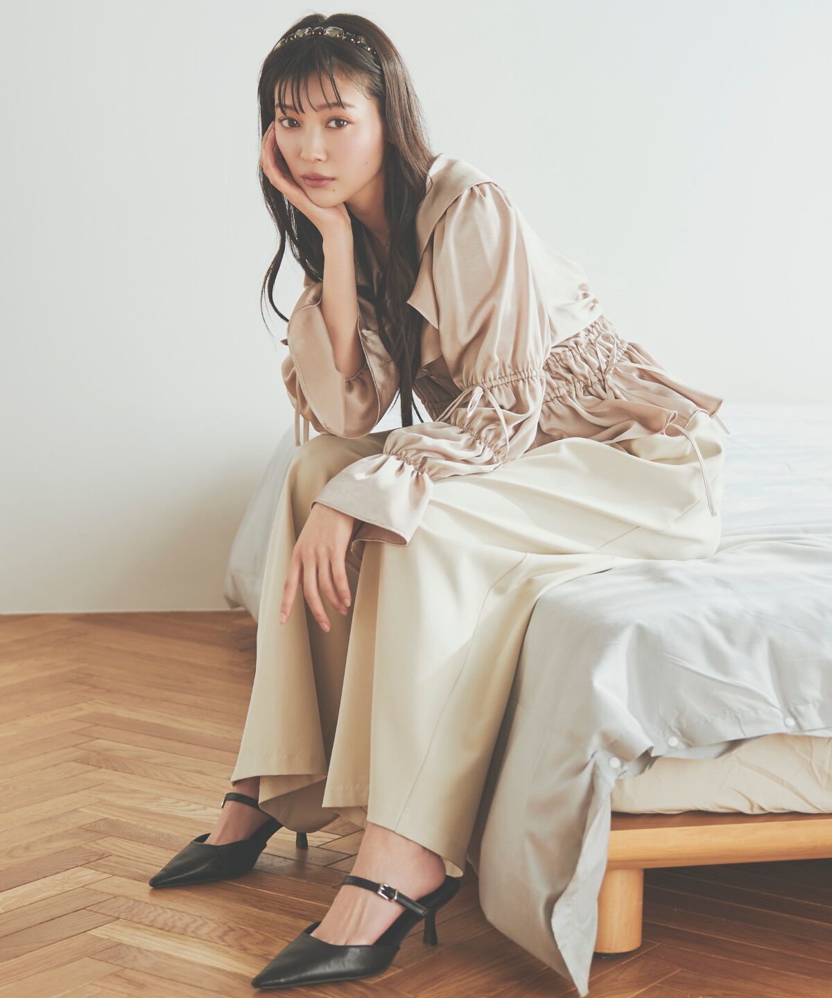 アンドクチュール「ベルト付きタックワイドパンツ」|その他|