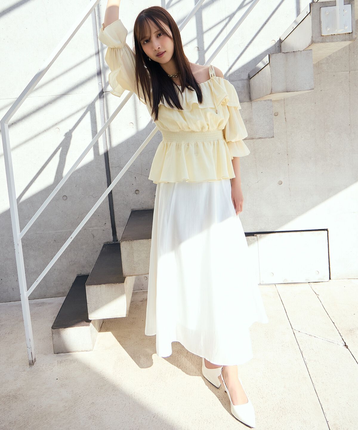 アンドクチュール「ベルト付きシアーフレアスカート」|フレア|