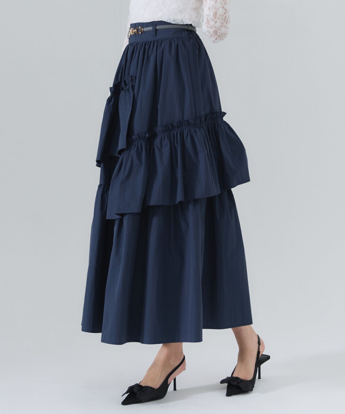 REDYAZEL「アシメティアードボリュームスカート」|フレア|