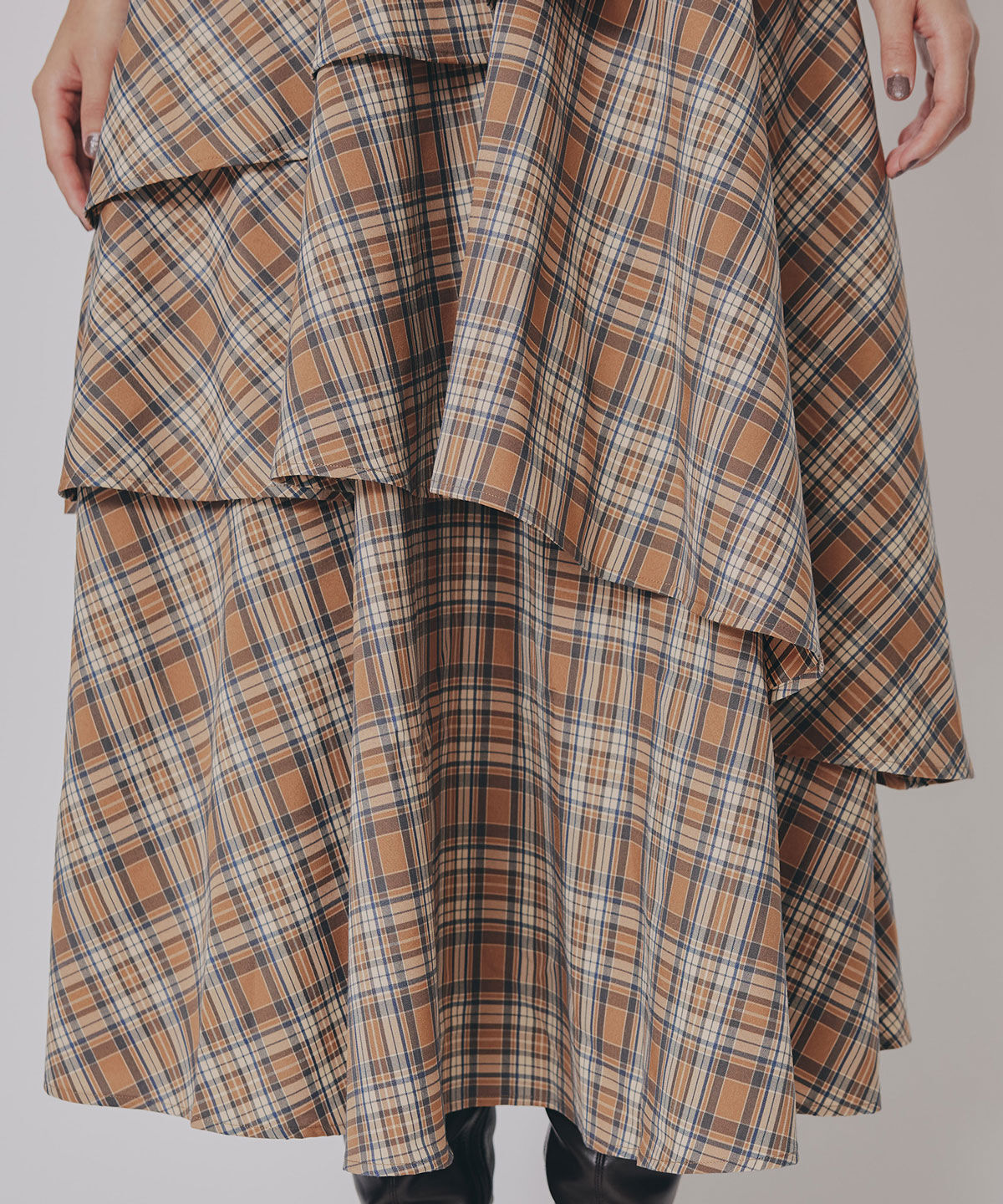 REDYAZEL「タータンチェックティアードスカート」|フレア|