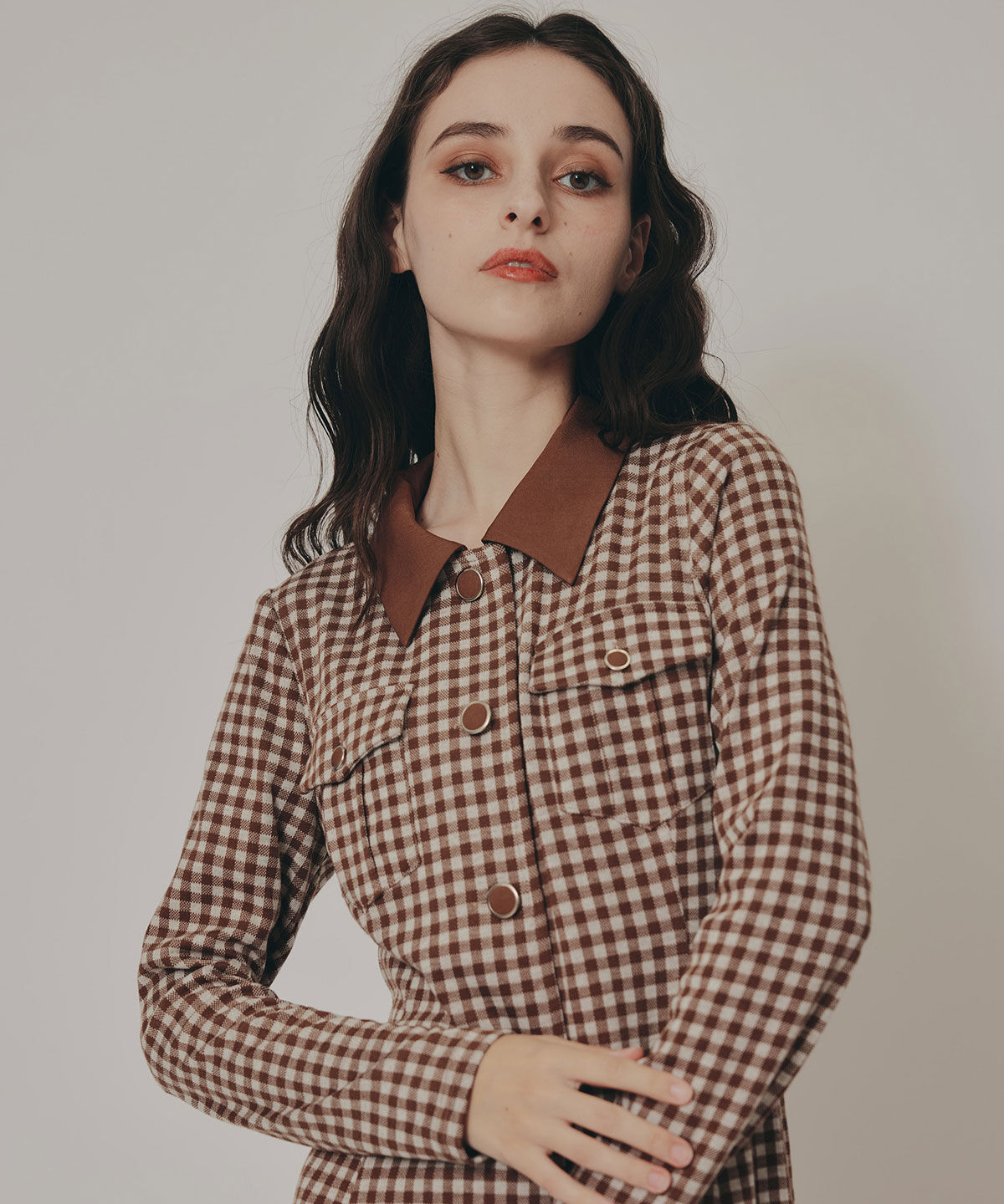 REDYAZEL「チェックバイカラーカットミニワンピース」|ワンピース|