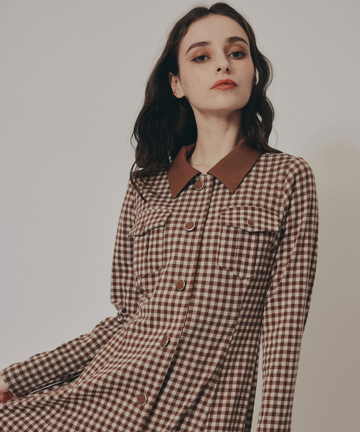 REDYAZEL「チェックバイカラーカットミニワンピース」|ワンピース|