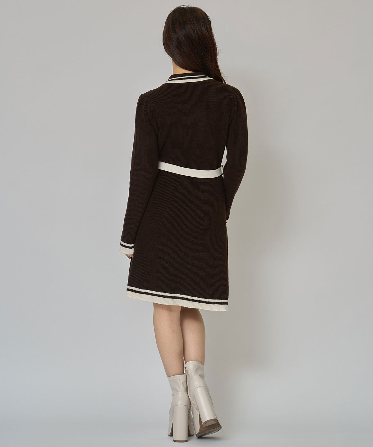 REDYAZEL「バイカラーポロニットロングスリーブミニワンピース」|ワンピース|