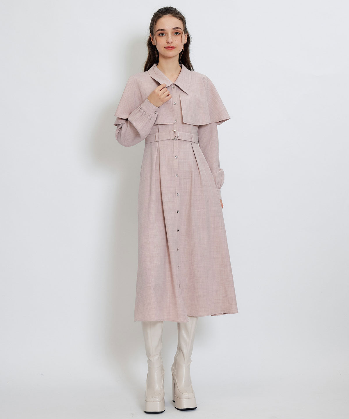 REDYAZEL「ケープライクロングフレアワンピース」|ワンピース|