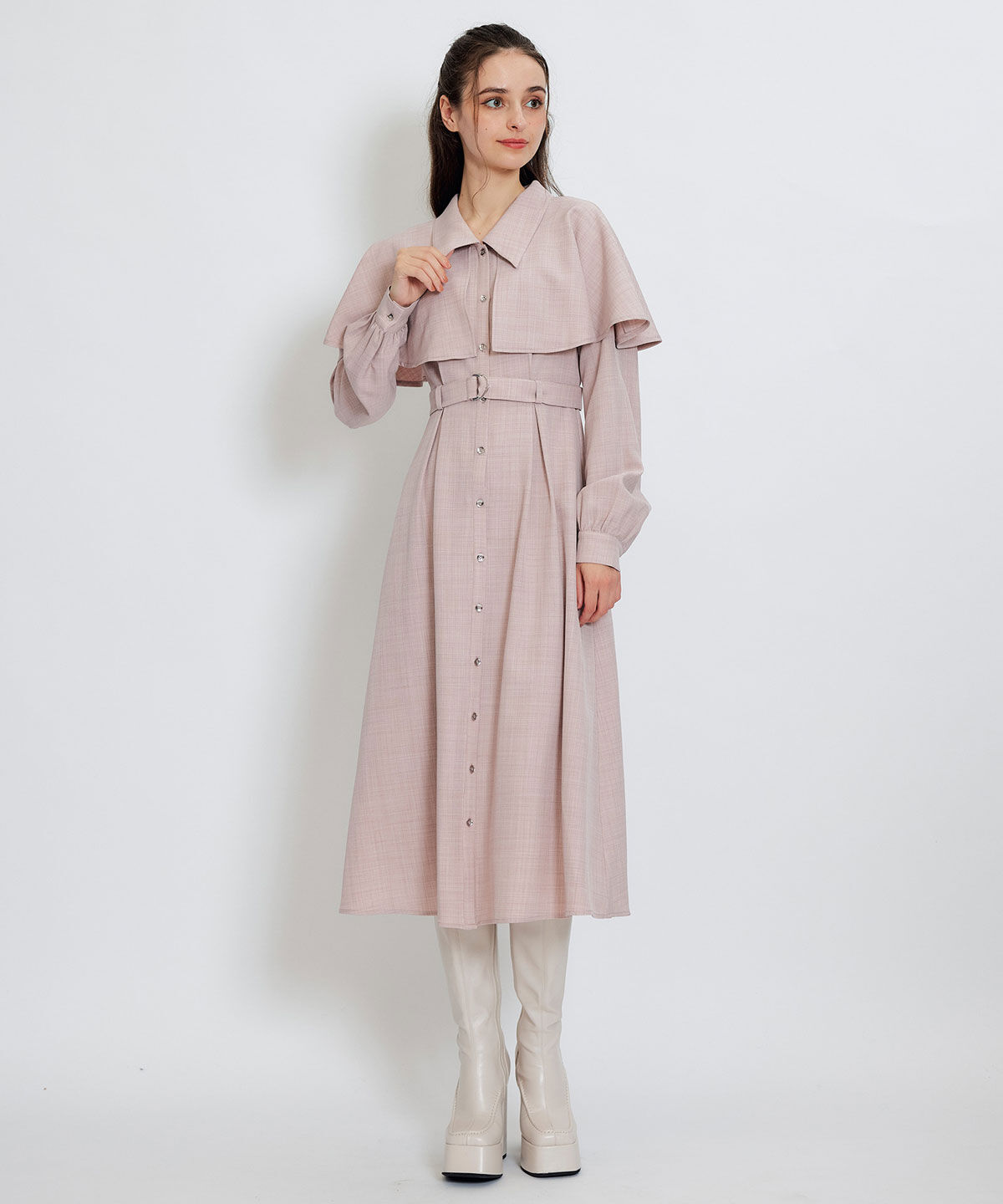 REDYAZEL「ケープライクロングフレアワンピース」|ワンピース|