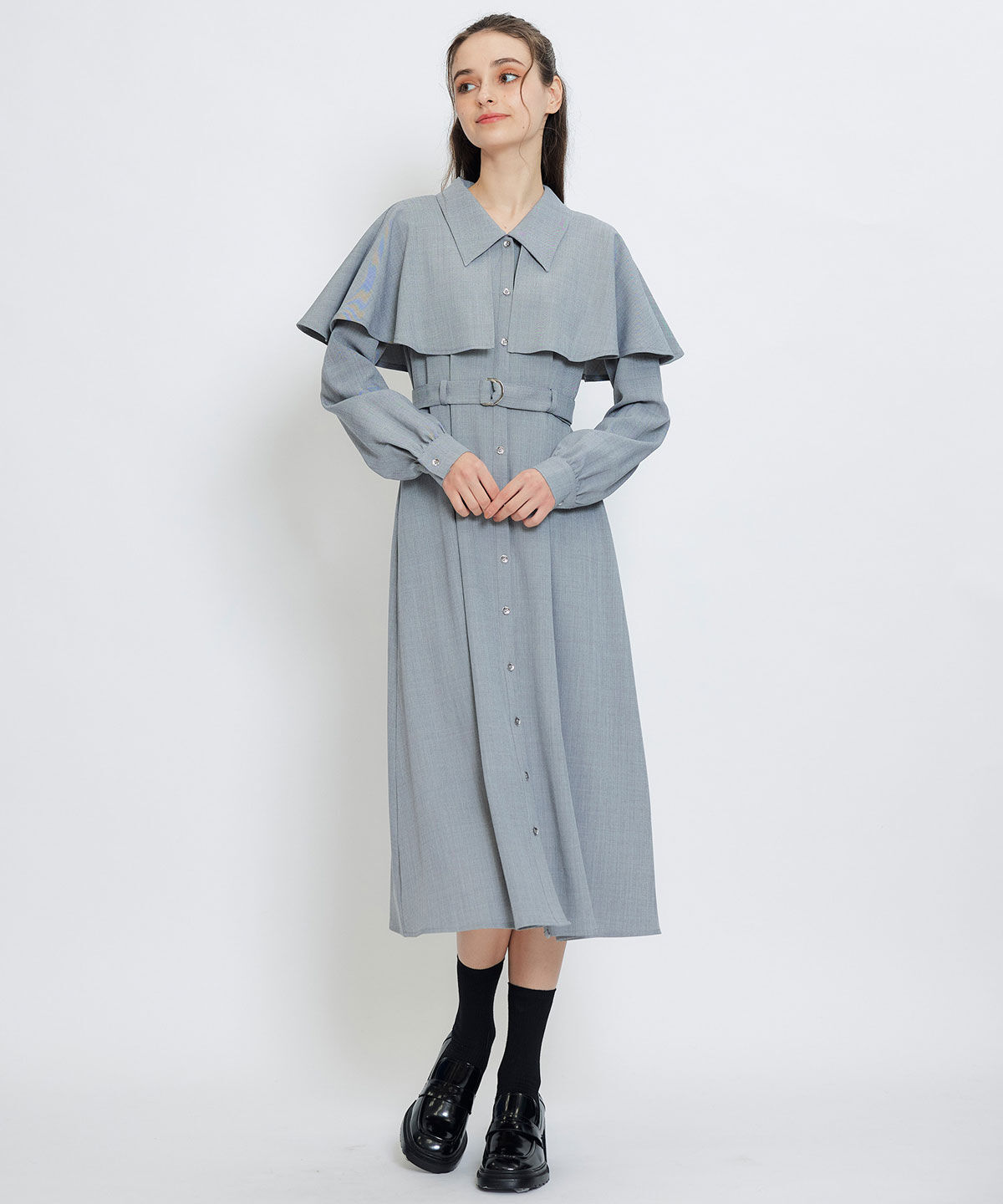 REDYAZEL「ケープライクロングフレアワンピース」|ワンピース|