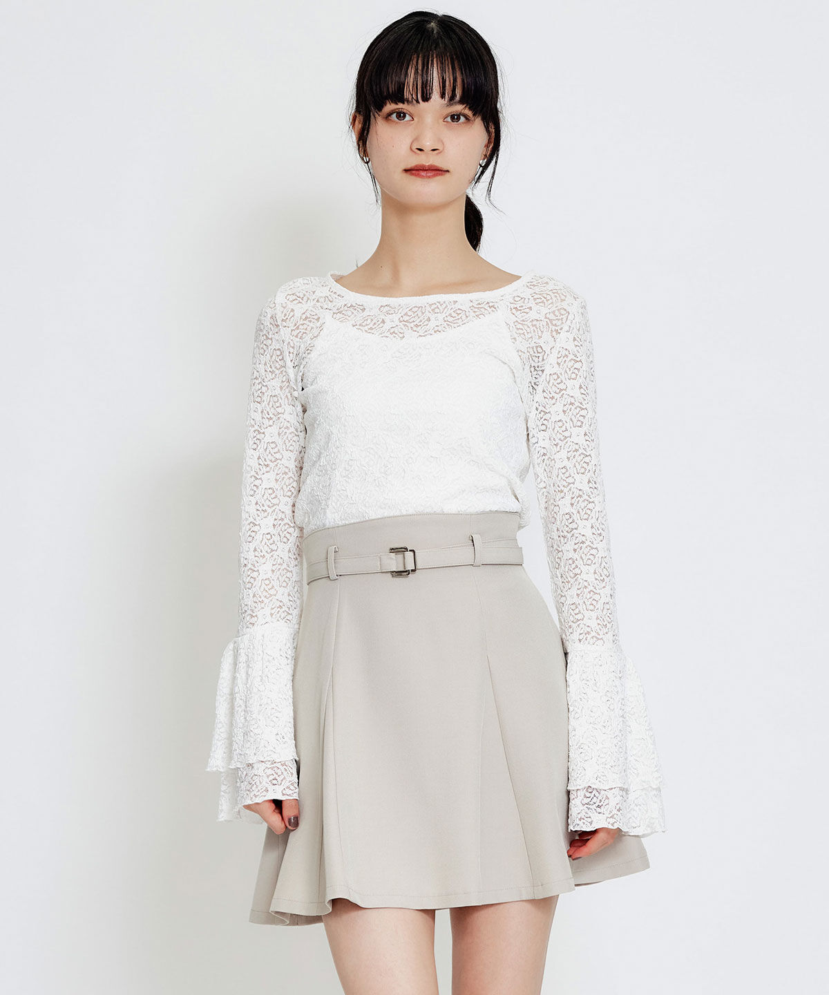 REDYAZEL「ベルトチューリップミニスカート」|フレア|