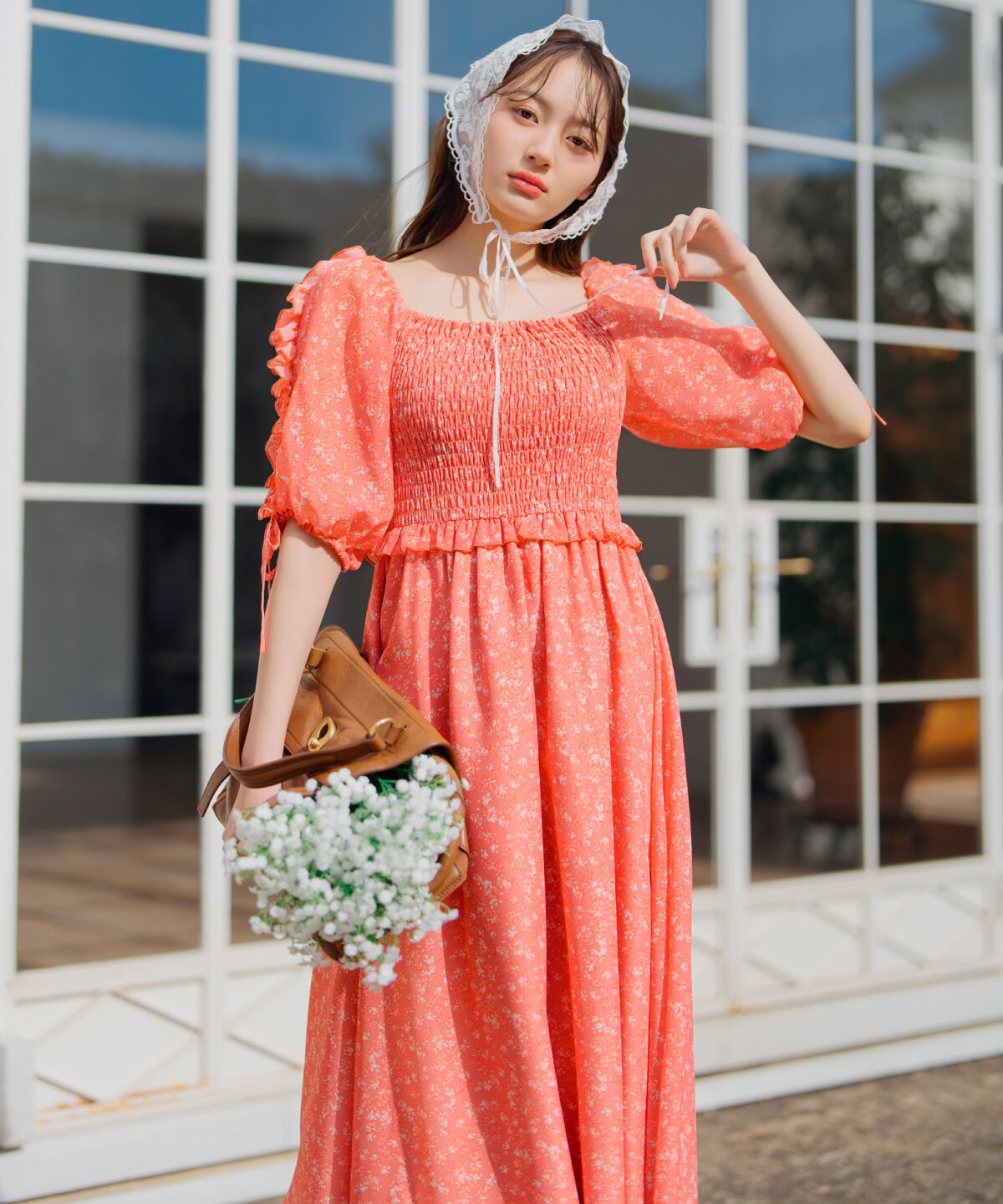 WILLSELECTION「ミニフラワーシャーリングワンピース」|ワンピース|赤系花柄