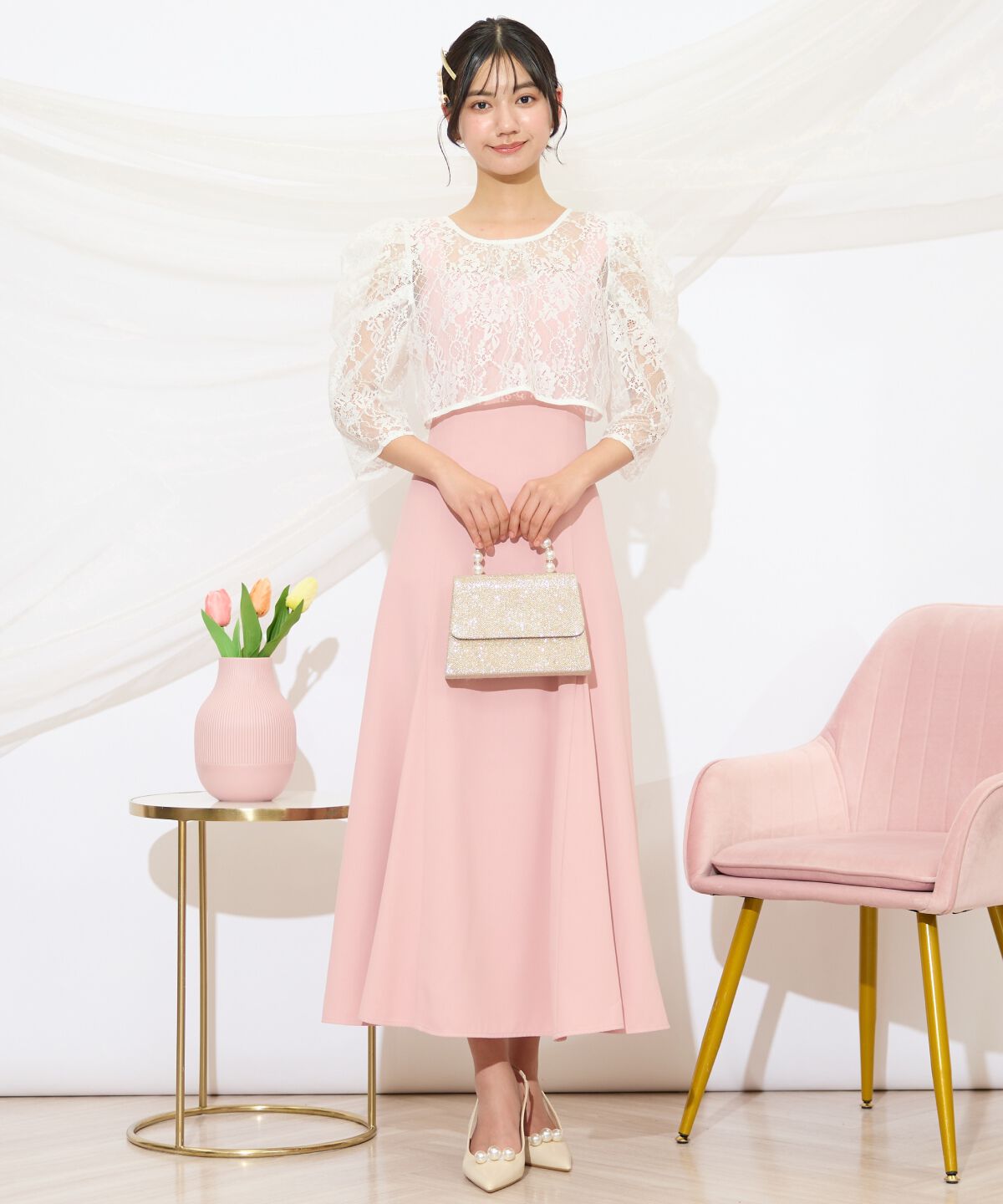 WILLSELECTION「バックレースアップワンピース」|ドレス|ピンク