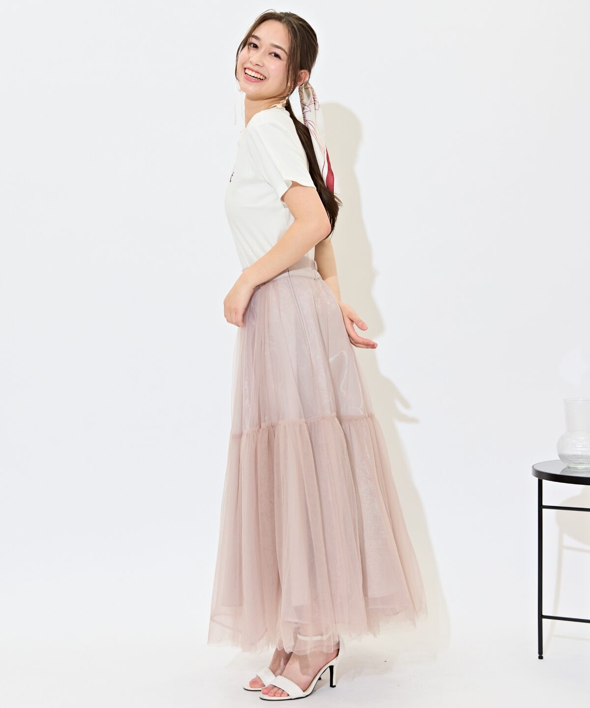 WILLSELECTION「ニュアンスカラーチュールティアードスカート」|フレア|