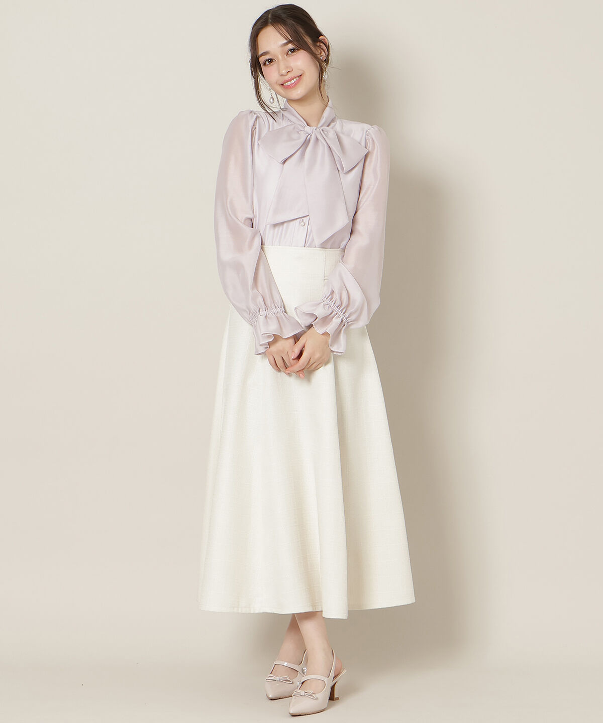 WILLSELECTION「フリルスリーブシアーボウタイブラウス」|シャツ・ブラウス|