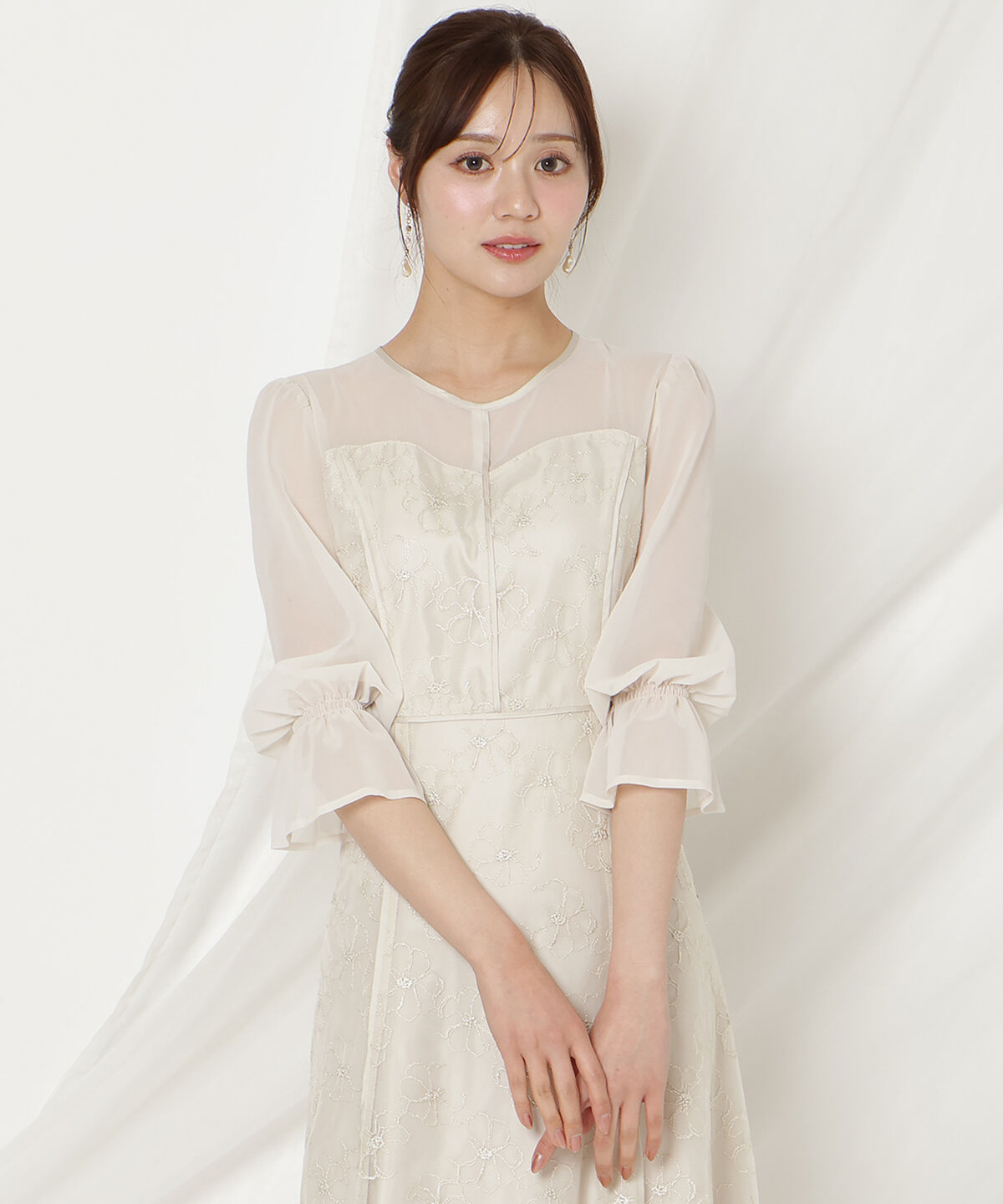 WILLSELECTION「パイピングラインレースフリルワンピース」|ドレス|