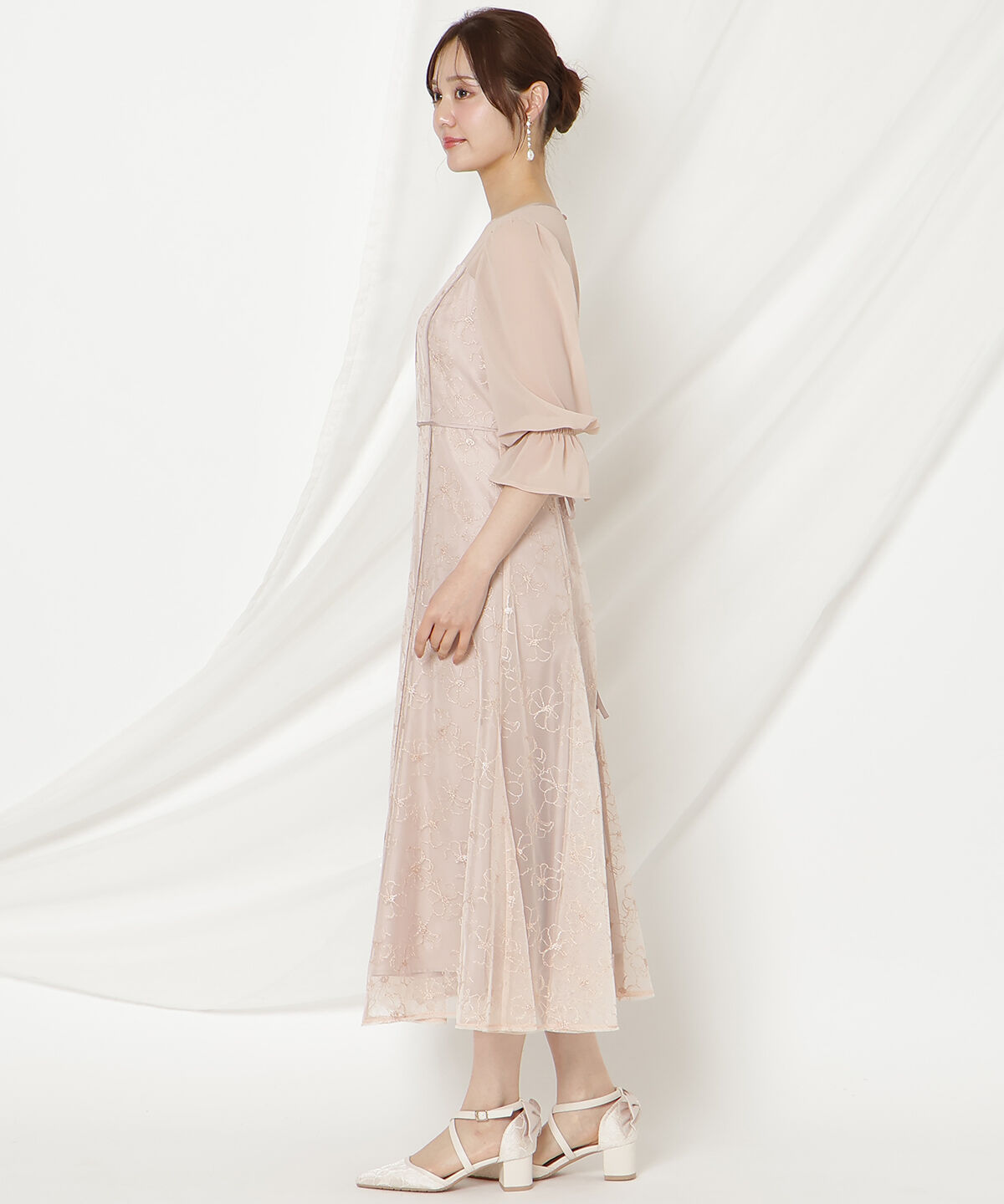 WILLSELECTION「パイピングラインレースフリルワンピース」|ドレス|