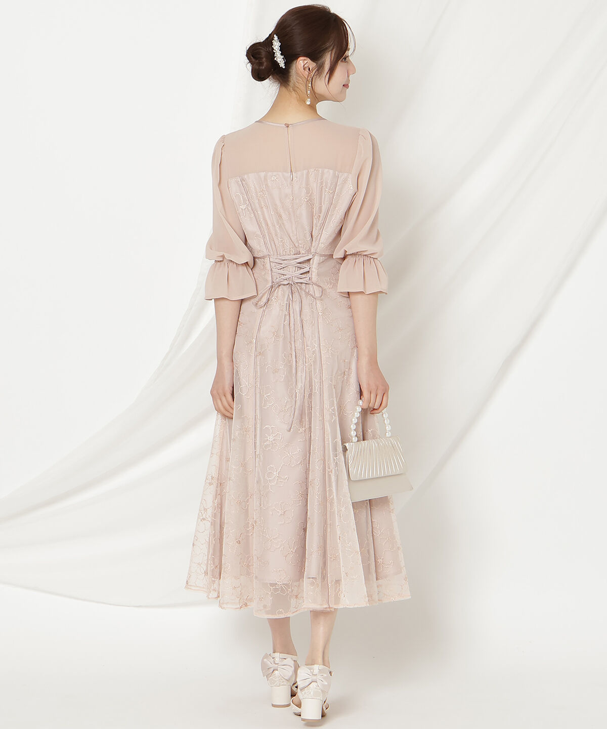 WILLSELECTION「パイピングラインレースフリルワンピース」|ドレス|