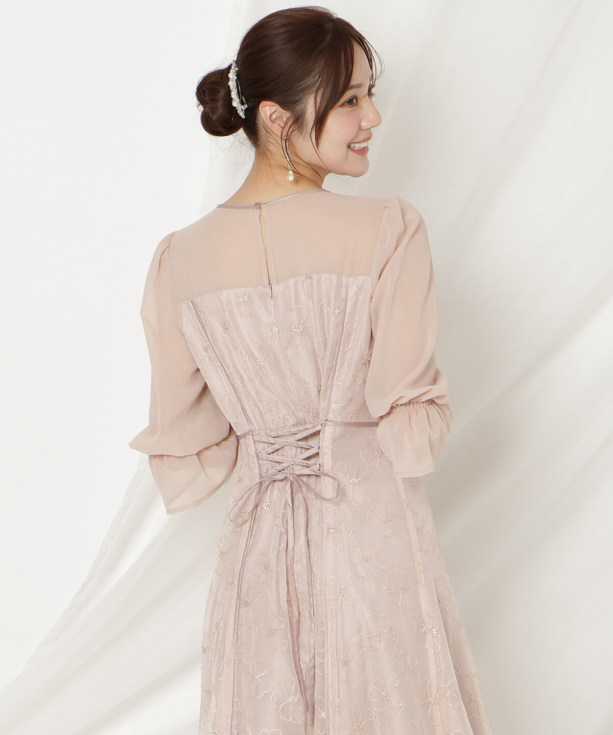 WILLSELECTION「パイピングラインレースフリルワンピース」|ドレス|