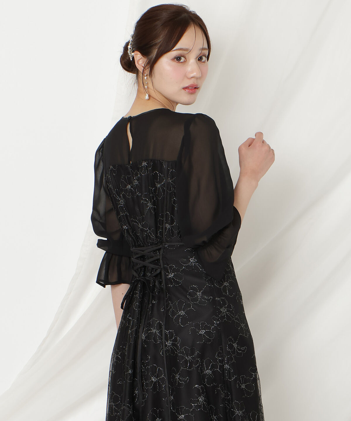 WILLSELECTION「パイピングラインレースフリルワンピース」|ドレス|